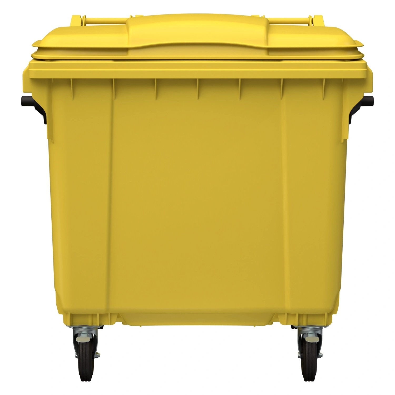 Мусорный контейнер 1100 л iPlast жёлтый 4-колёсный с жёлтой крышкой