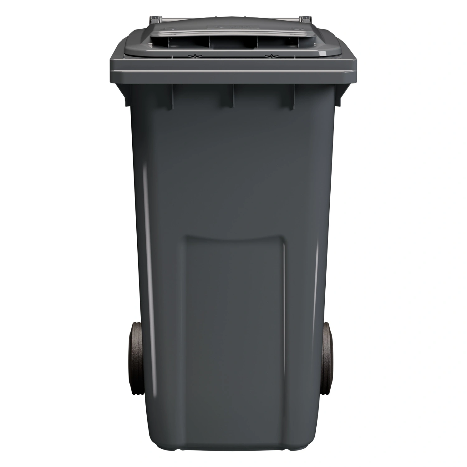 Мусорный контейнер 240 л iPlast тёмно-серый 2-колёсный (д. 200 мм) с тёмно-серой крышкой NEW (20.808)