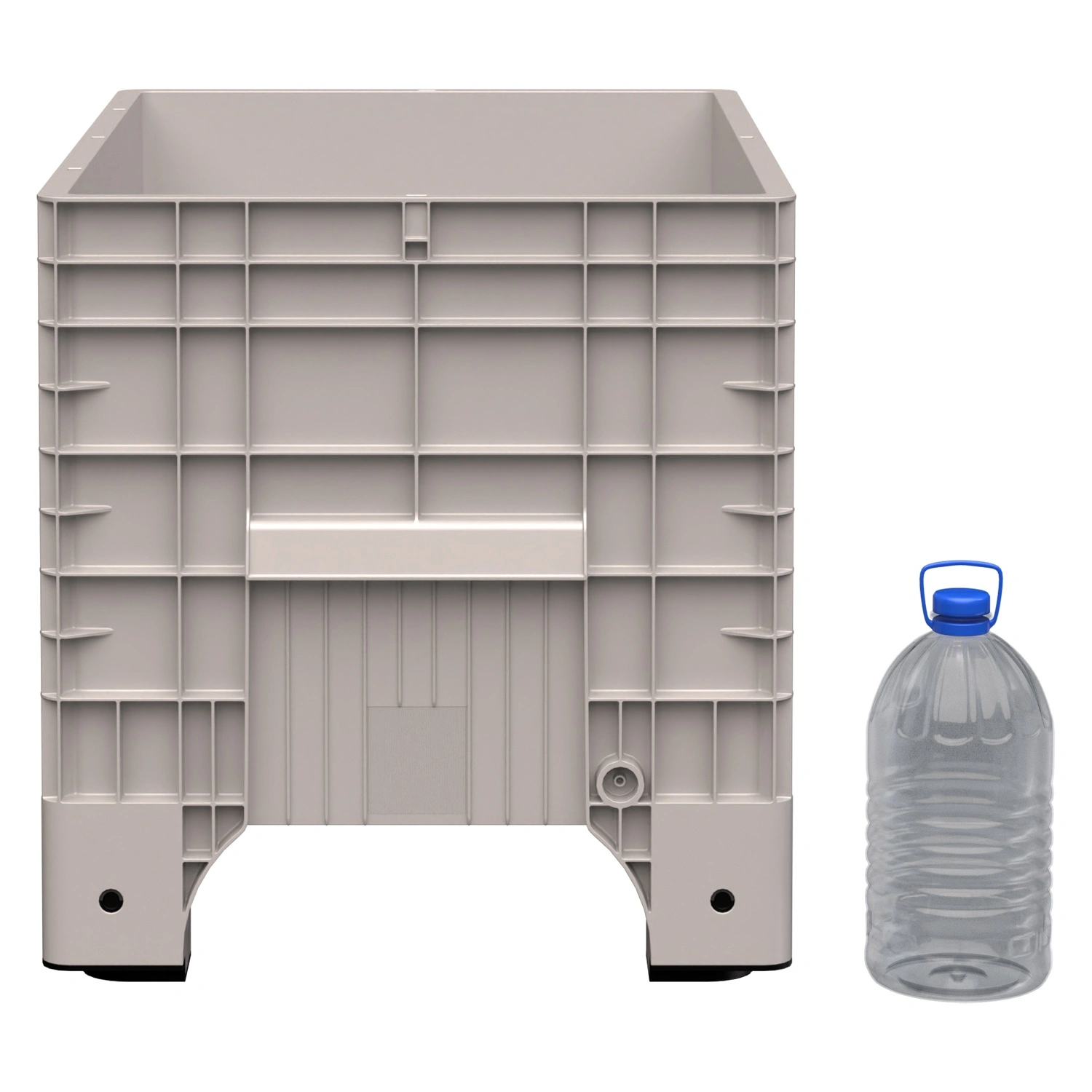 Большой контейнер 1020x640x675 мм iPlast iBOX светло-серый со сплошными стенками и дном, на ножках