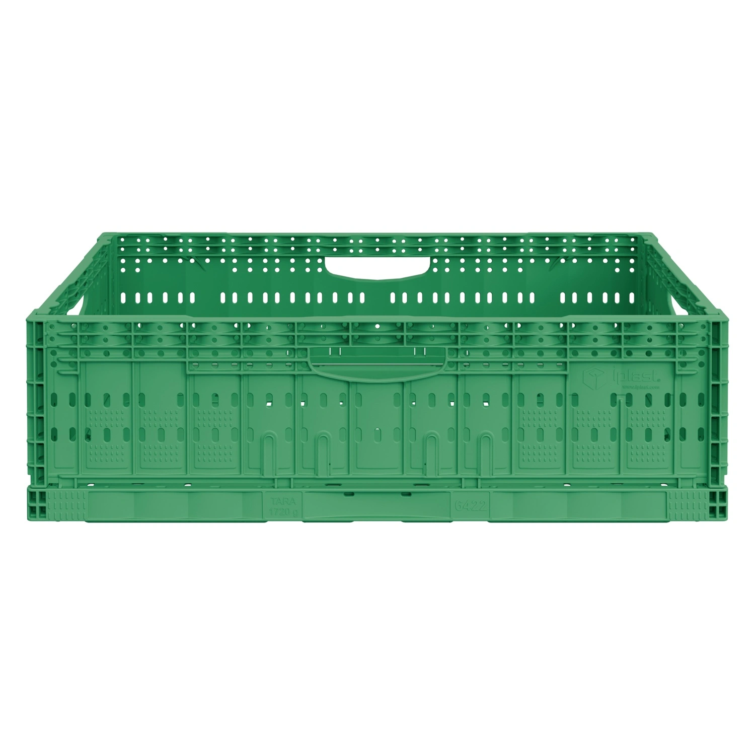 Складной ящик FC-6418 600х400х180 мм iPlast зелёный перфорированный