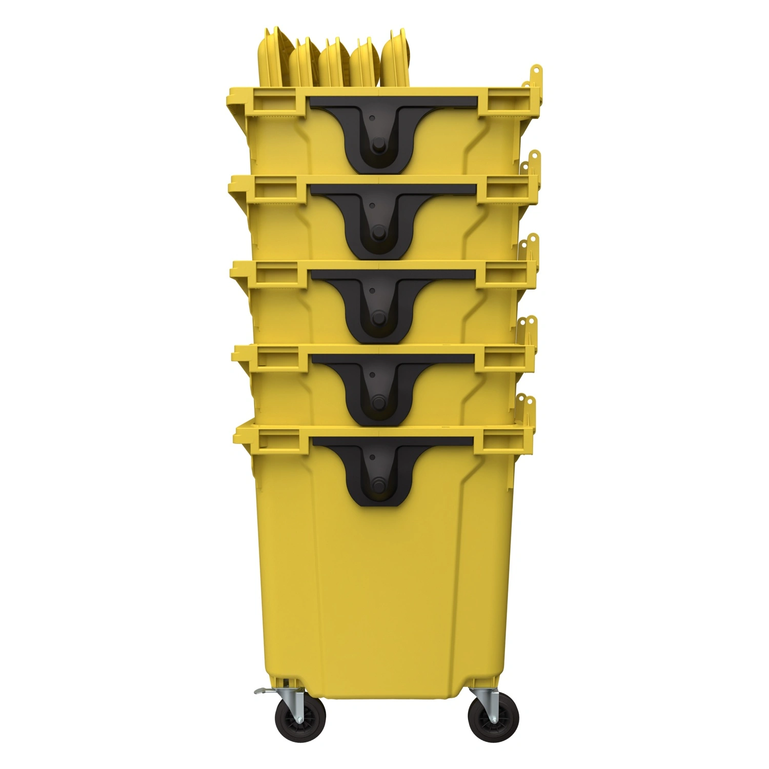 Мусорный контейнер 1100 л iPlast жёлтый 4-колёсный с жёлтой крышкой N2 (20.807.2)
