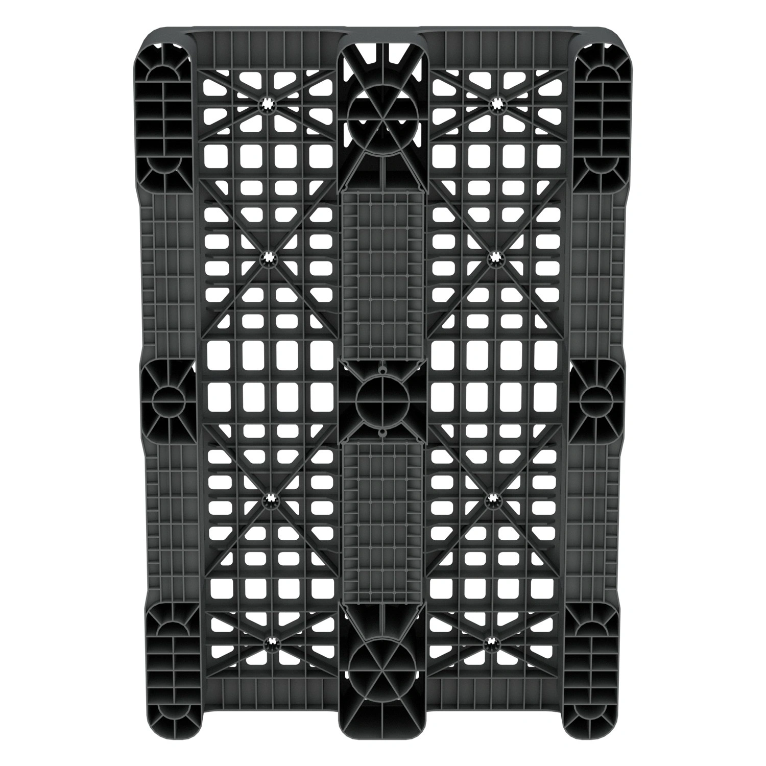 Пластиковый паллет 1200х800х150 мм iPlast серый усиленный перфорированный на 3 полозьях с бортиком