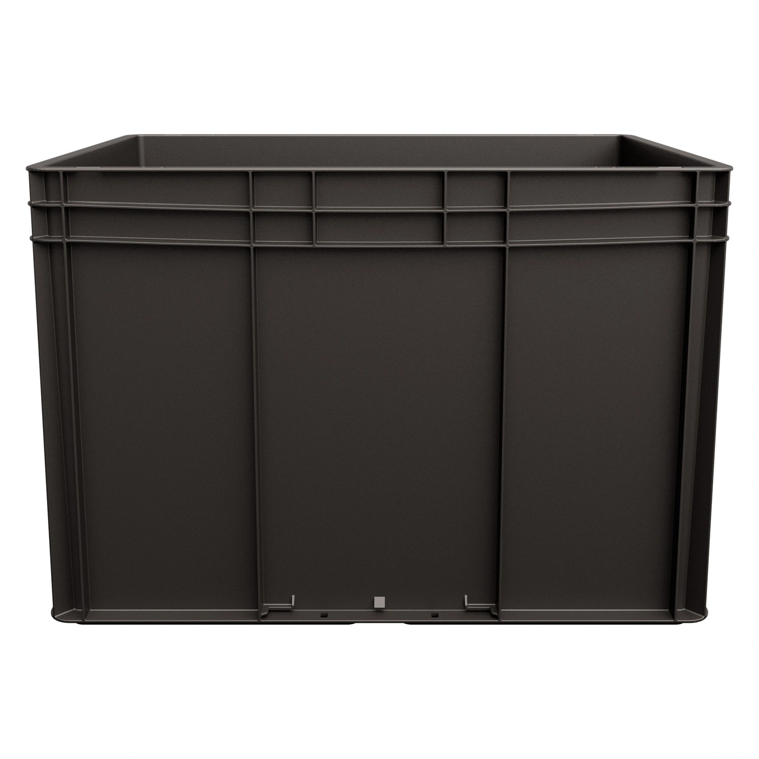 Евроконтейнер ЕС-6442.4 600х400х420 мм iPlast чёрный ЭКО с усиленным дном, закрытыми ручками