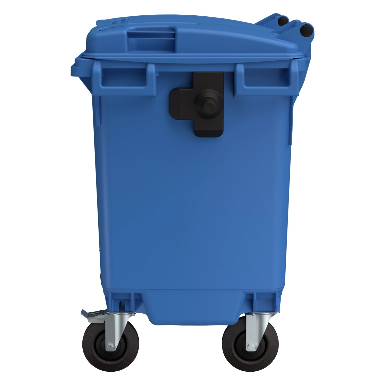 Мусорный контейнер 660 л iPlast синий 4-колёсный с синей крышкой