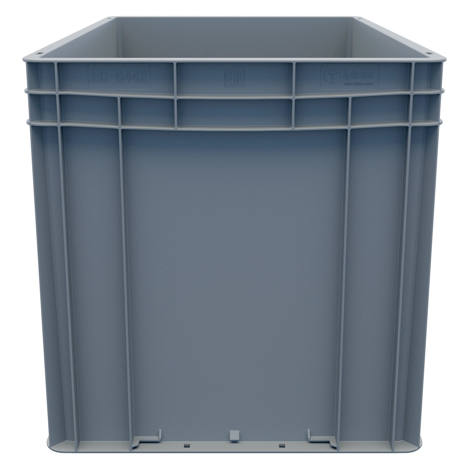 Евроконтейнер ЕС-6442.2 600х400х420 мм iPlast светло-серый со сплошным дном и закрытыми ручками