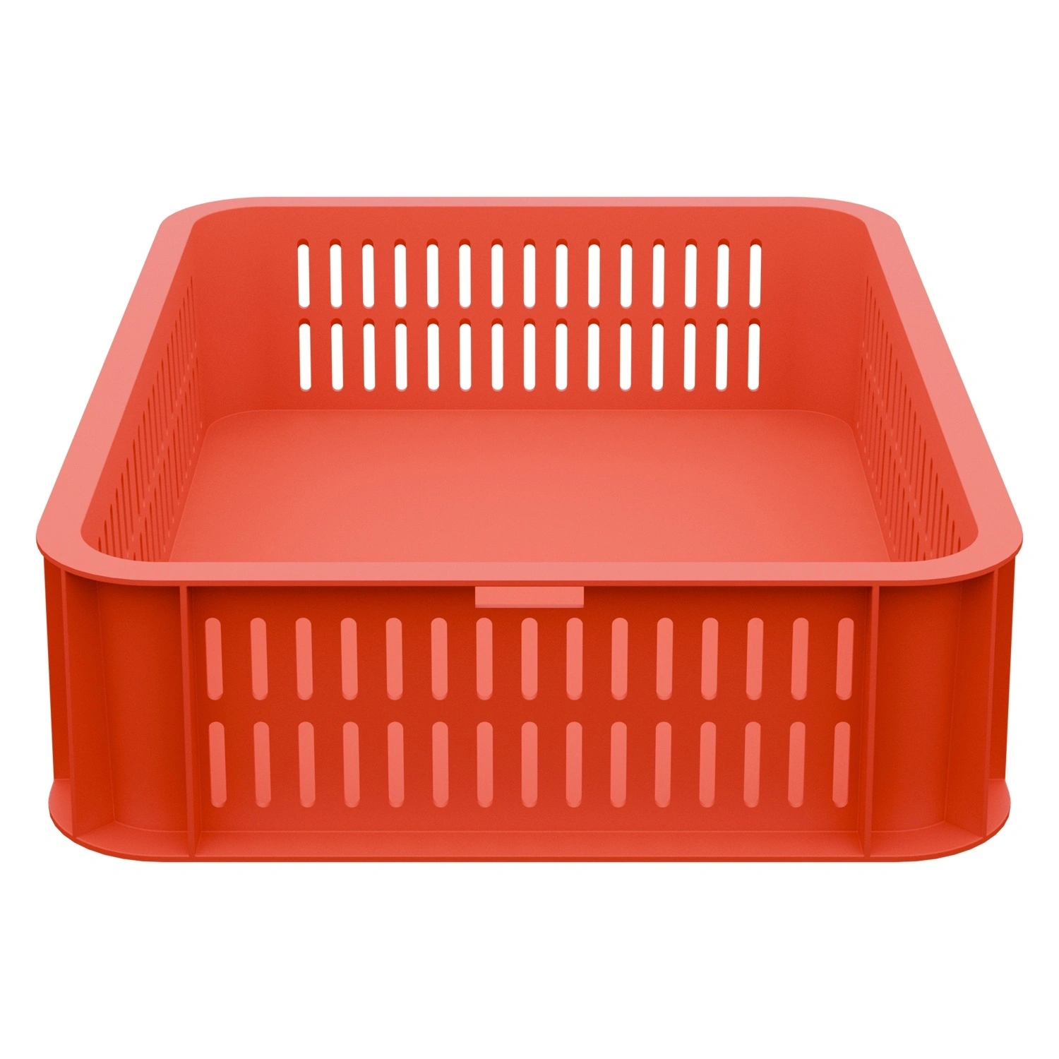 Пищевой ящик универсальный 435х335х110 мм iPlast красный ЭКО с перфорированными стенками и сплошным дном
