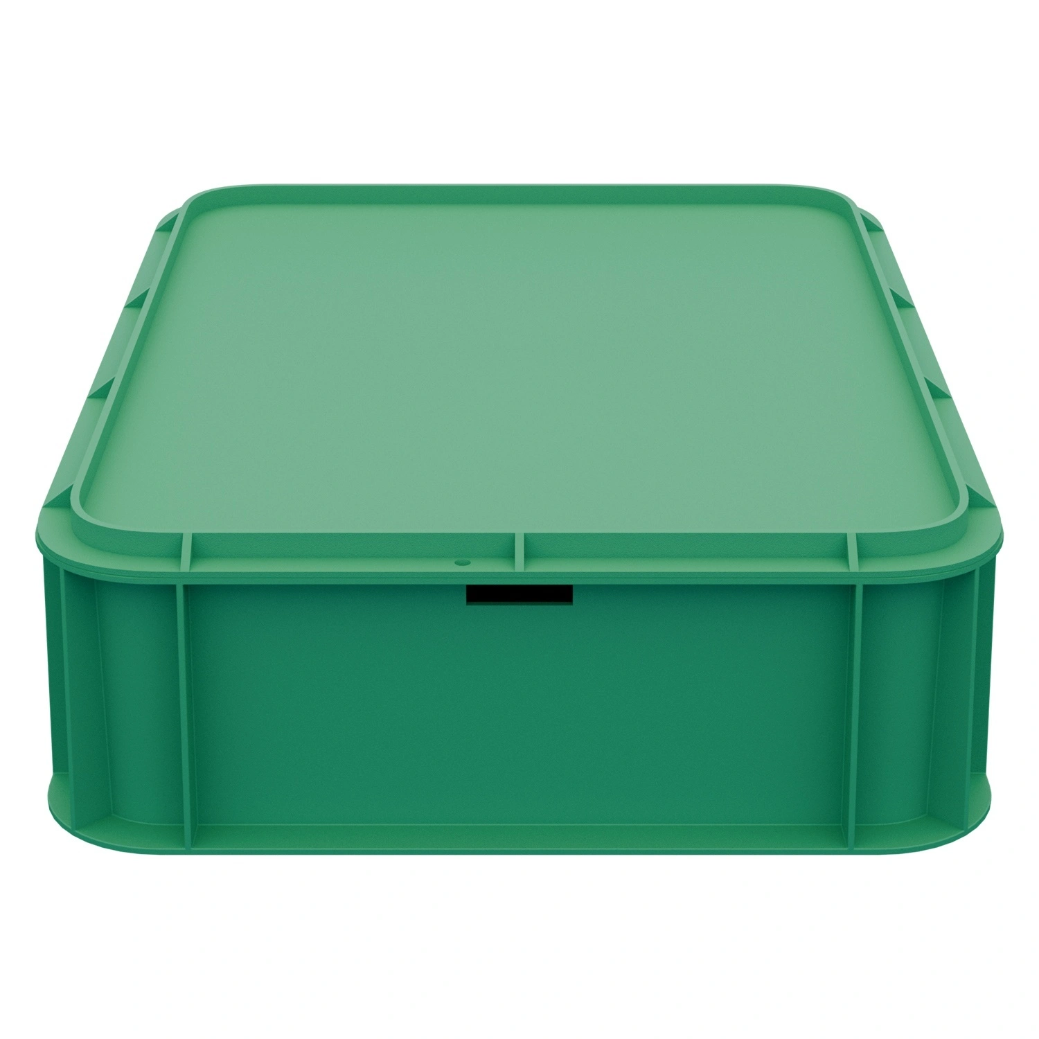 Пищевой ящик универсальный 435х335х110 мм iPlast зелёный ЭКО со сплошными стенками, дном и крышкой