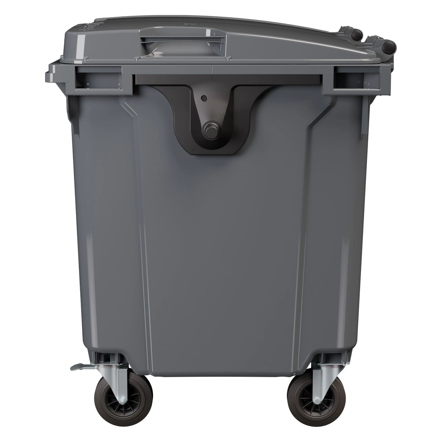 Мусорный контейнер 1100 л iPlast тёмно-серый 4-колёсный с тёмно-серой крышкой N1 (20.807.1)