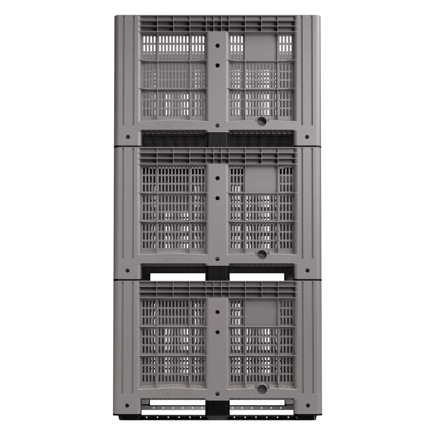Большой контейнер 1200x800x800 мм iPlast iBOX серый c перфорированными стенками и дном, на полозьях Большой контейнер 1200x800x800 мм iPlast iBOX серый c перфорированными стенками и дном, на полозьях
