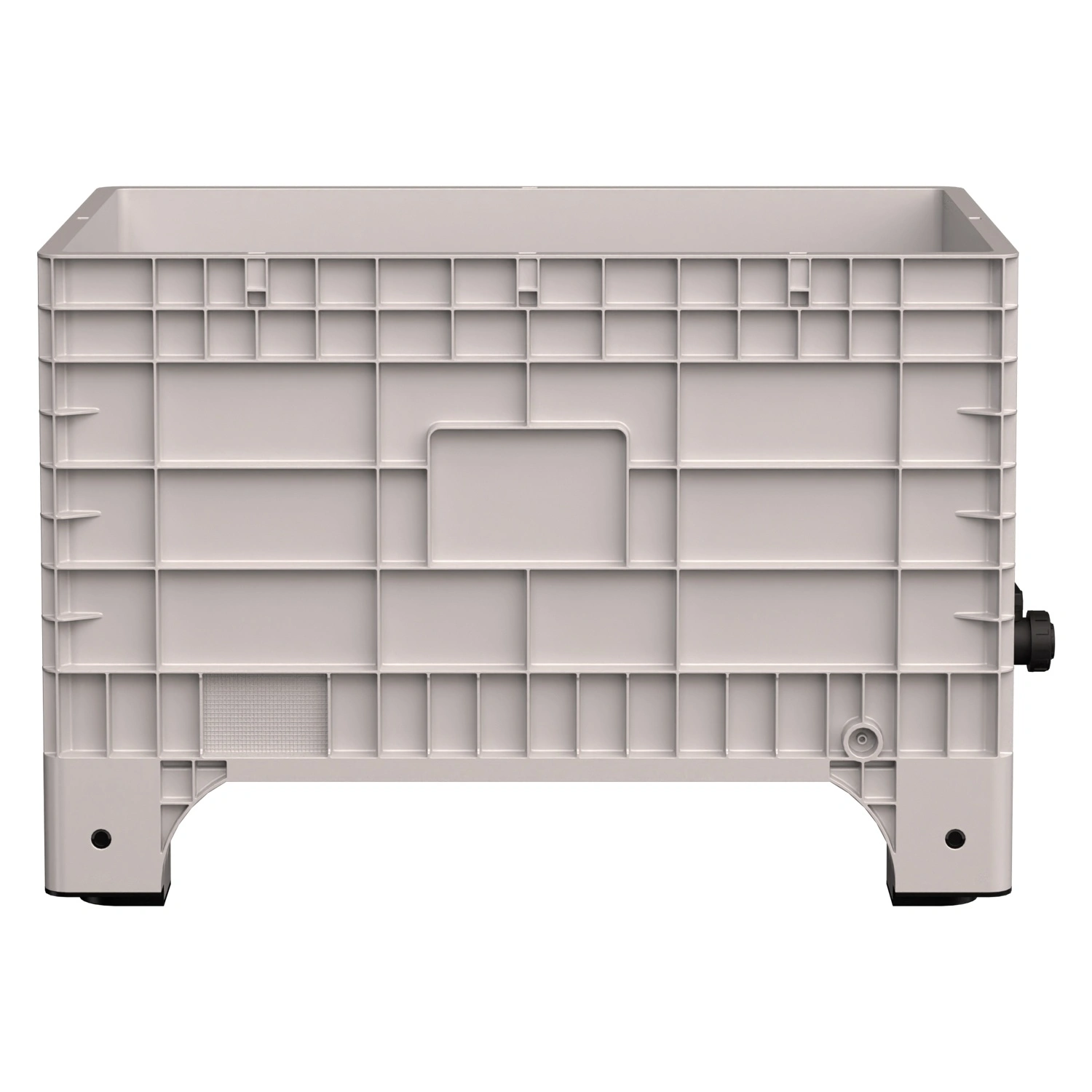 Большой контейнер 1020х640х675 мм iPlast iBOX светло-серый со сплош. стенками и дном, на ножках с краном 1 дюйм