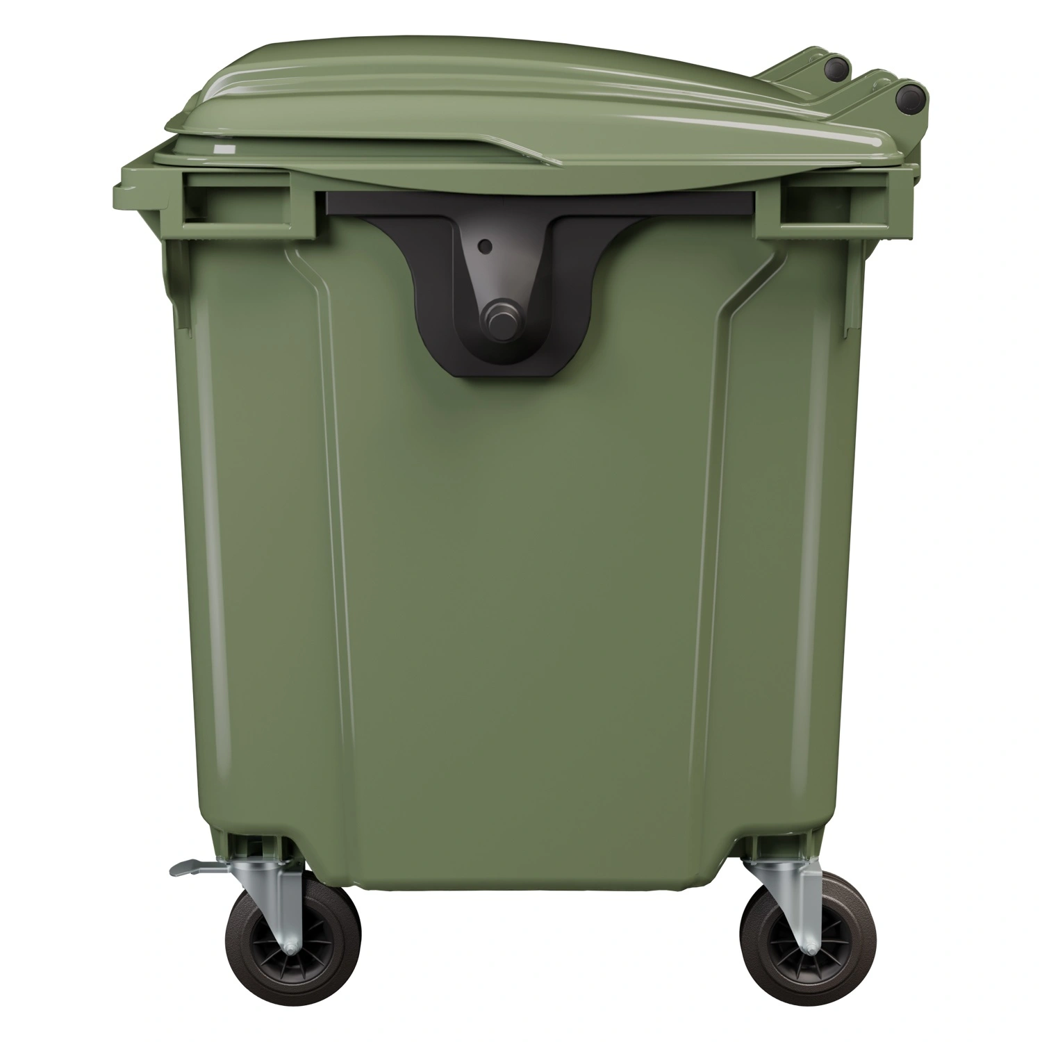 Мусорный контейнер 1100 л iPlast зелёный 4-колёсный с зелёной крышкой N2 (20.807.2)