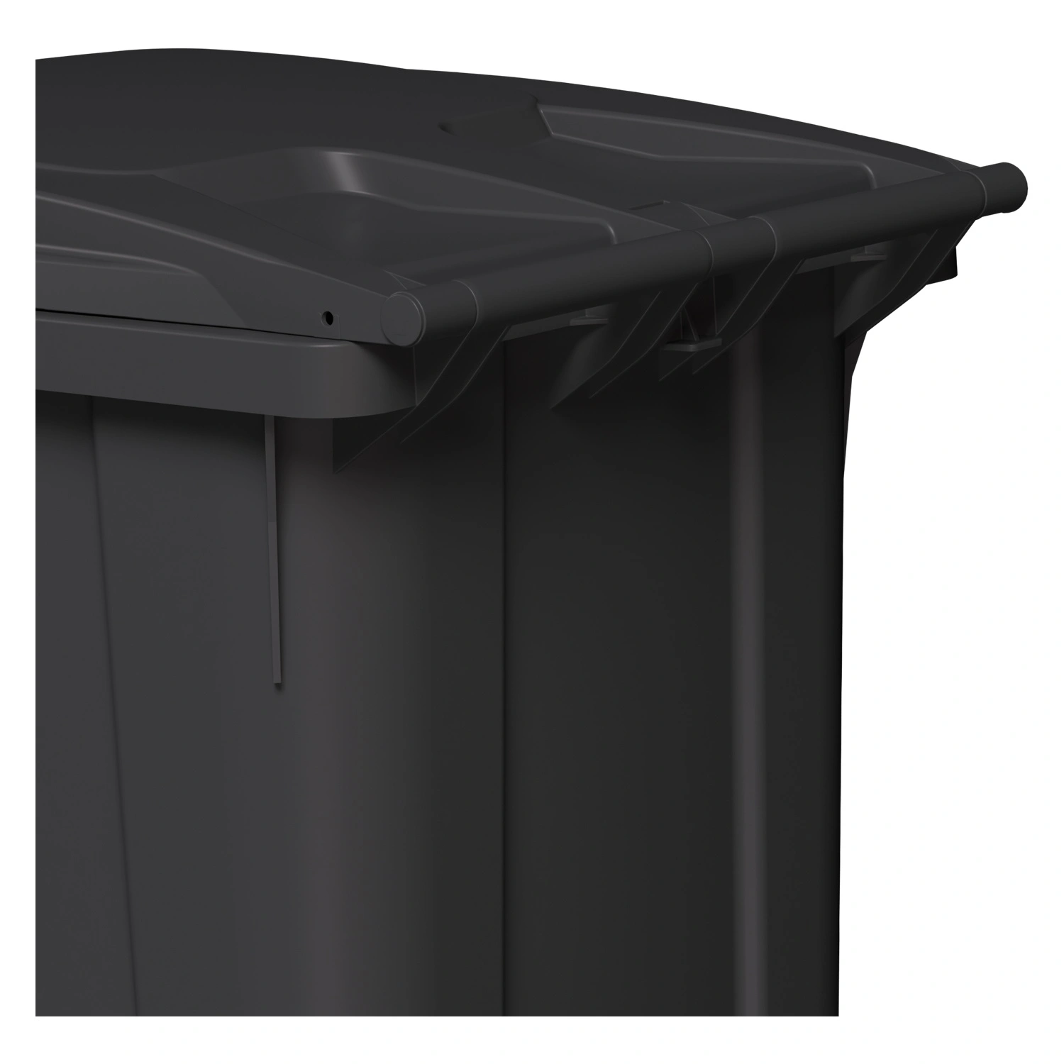 Мусорный контейнер 360 л iPlast тёмно-серый 2- колёсный (д. 200 мм) с тёмно-серой крышкой