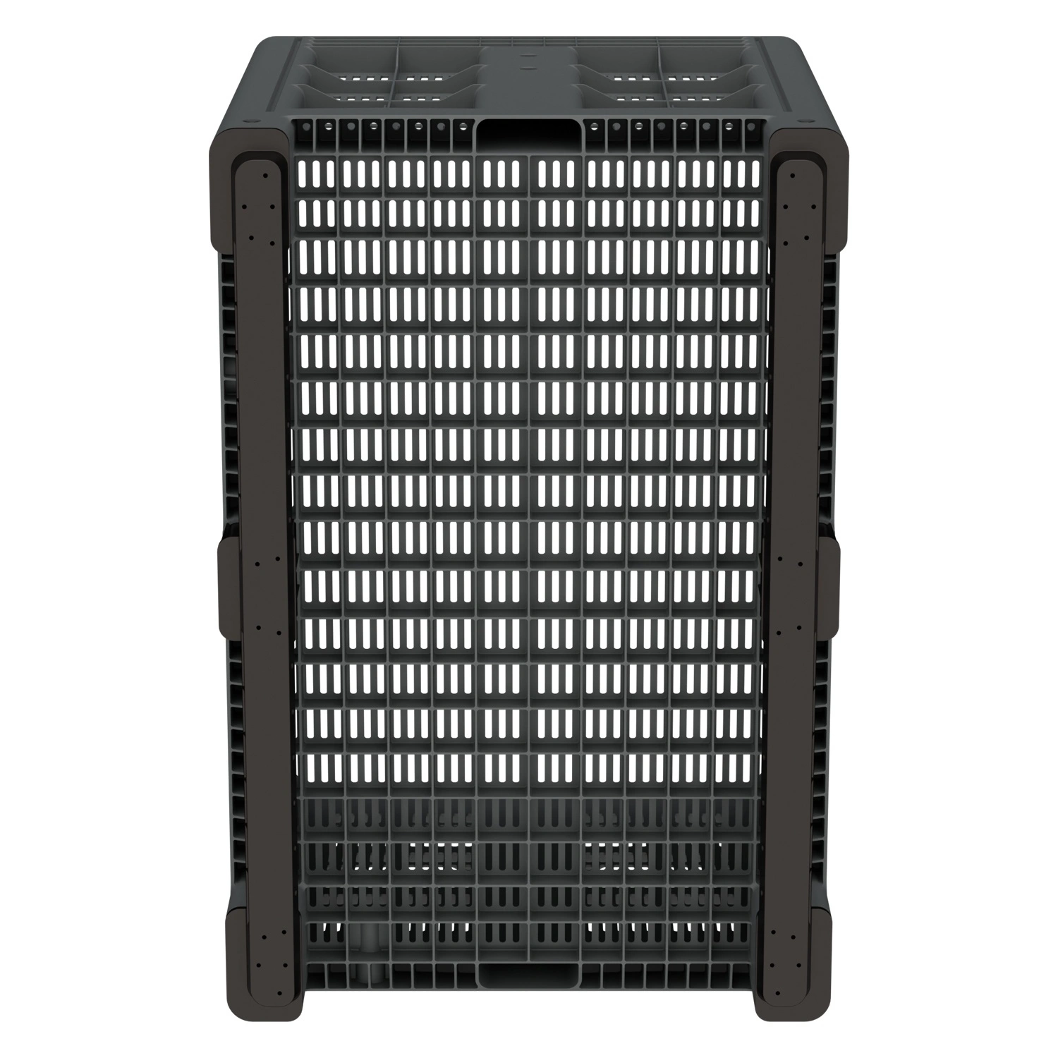 Большой контейнер 1200x800x800 мм iPlast iBOX серый c перфорированными стенками и дном, на полозьях