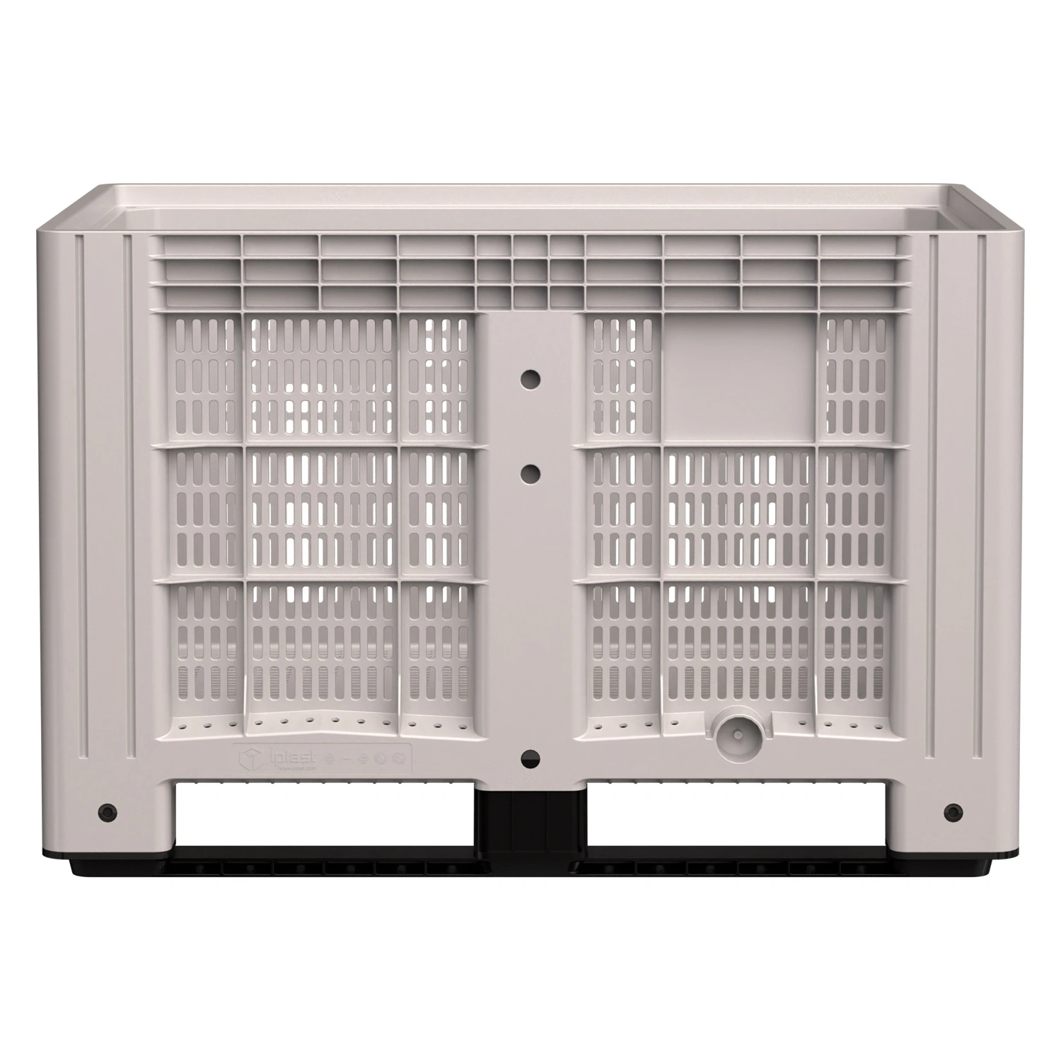 Большой контейнер 1200x800x800 мм iPlast iBOX светло-серый c перфорированными стенками и дном, на ножках