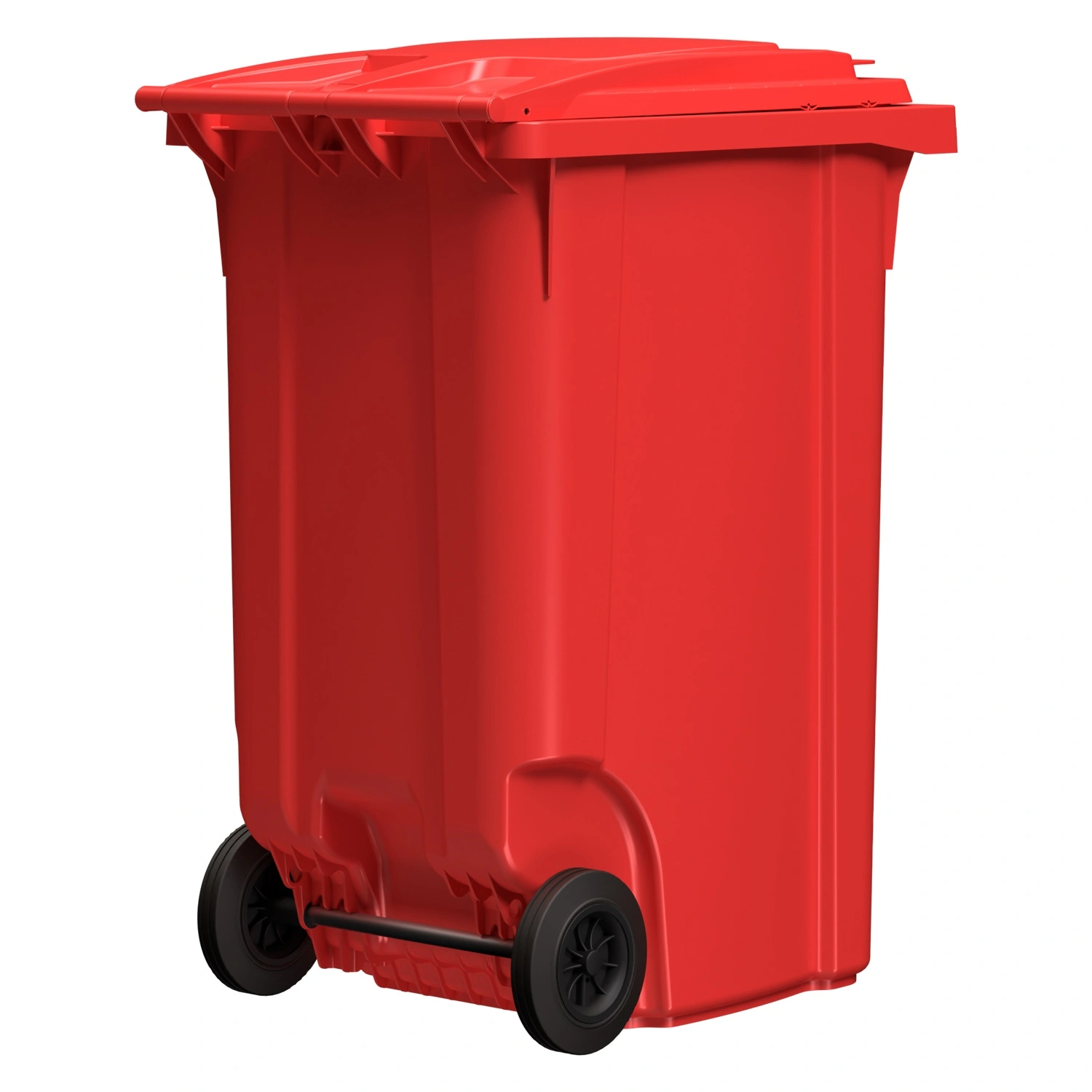 Мусорный контейнер 360 л iPlast красный 2-колёсный (д. 200 мм) с красной крышкой