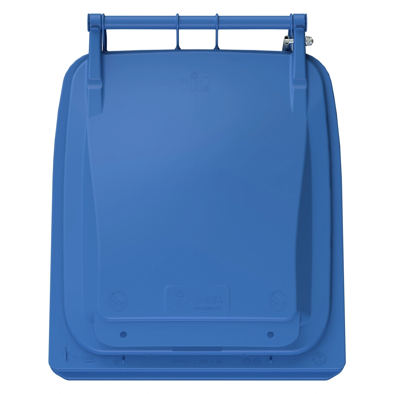 Мусорный контейнер 240 л iPlast тёмно-голубой 2-колёсный (д. 200 мм) с тёмно-голубой крышкой