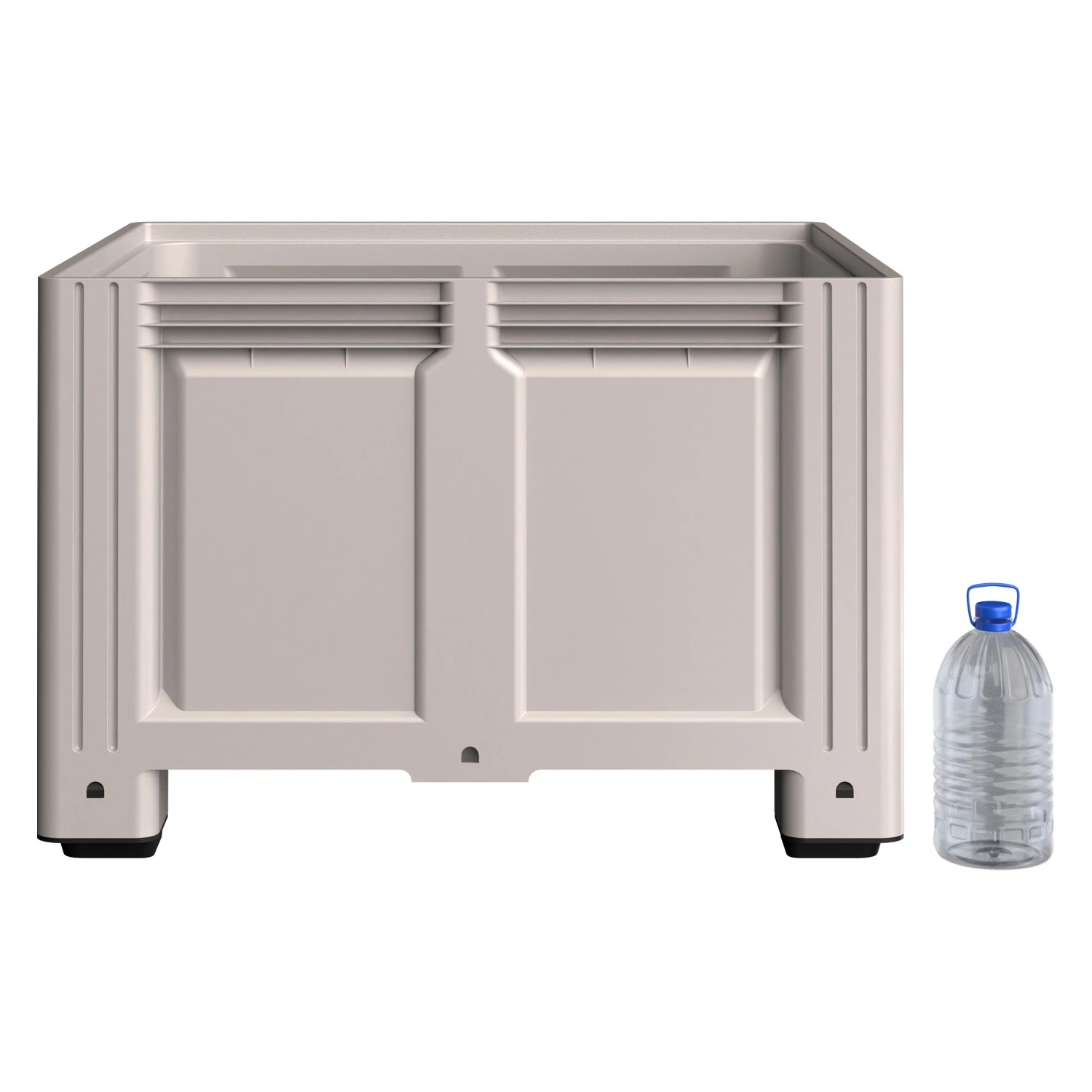 Большой контейнер 1130x1130x760 мм iPlast iBOX светло-серый со сплошными стенками и дном, на ножках