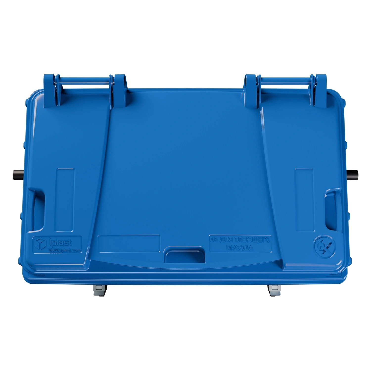 Мусорный контейнер 660 л iPlast синий 4-колёсный с синей крышкой