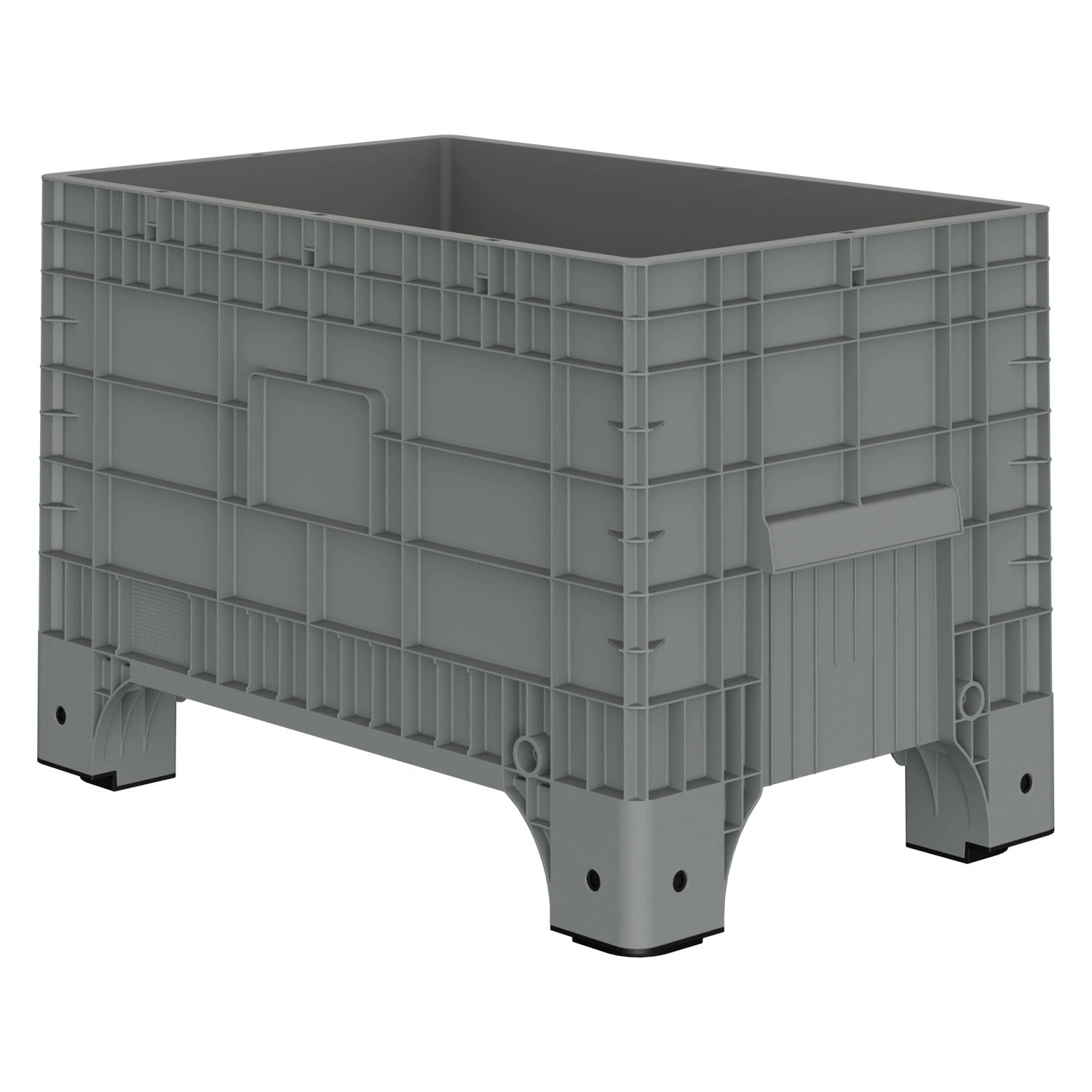 Большой контейнер 1020x640x675 мм iPlast iBOX светло-серый со сплошными стенками и дном, на ножках