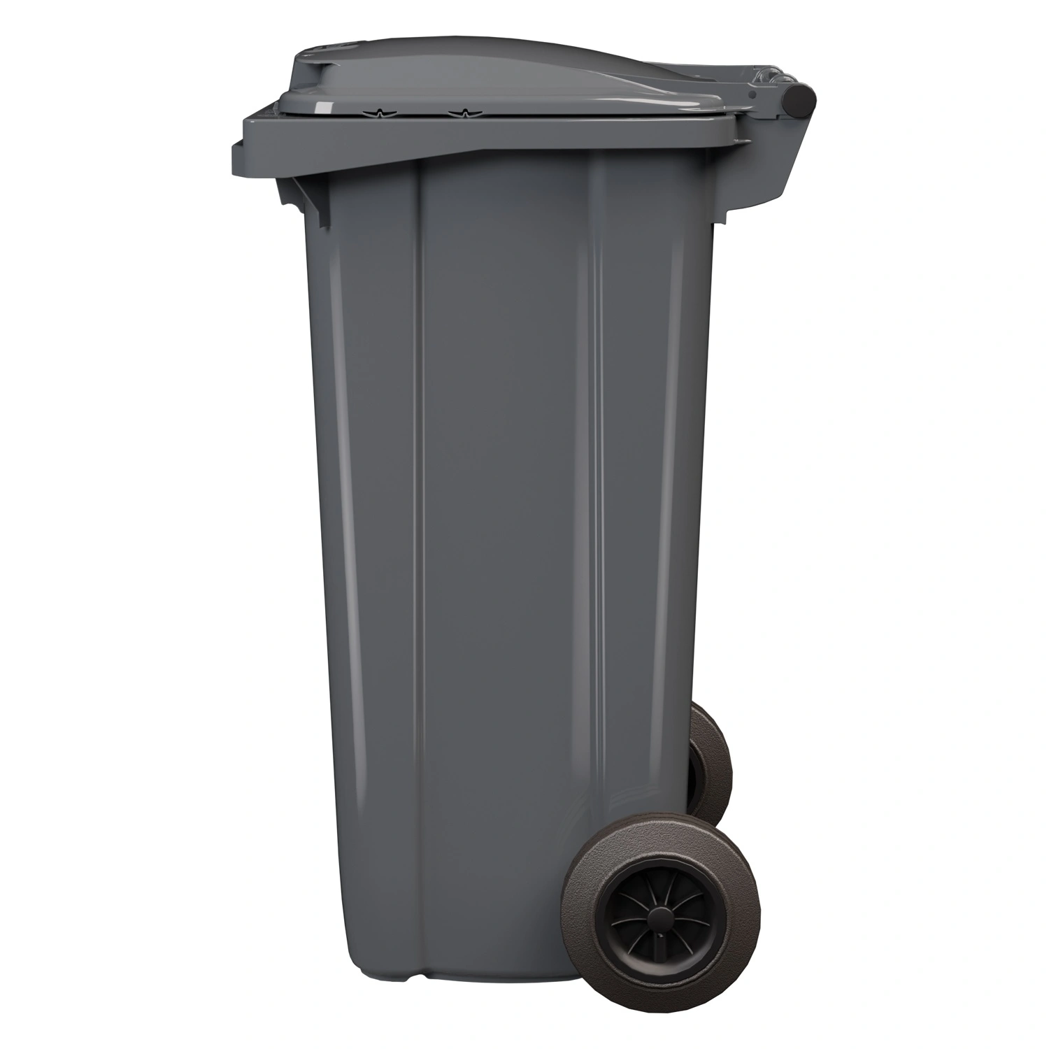 Мусорный контейнер 120 л iPlast тёмно-серый 2-колёсный (д. 200 мм) с тёмно-серой крышкой NEW (20.805)