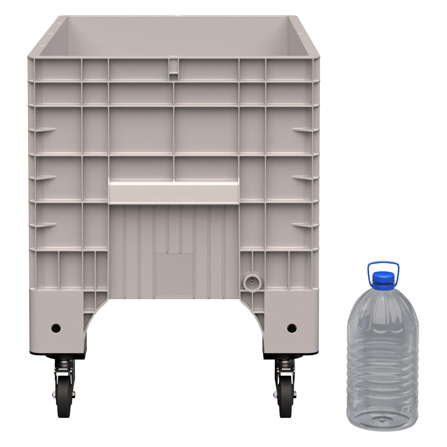 Большой контейнер 1020x640x810 мм iPlast iBOX светло-серый со сплошными стенками и дном, на колёсах Большой контейнер 1020x640x810 мм iPlast iBOX светло-серый со сплошными стенками и дном, на колёсах