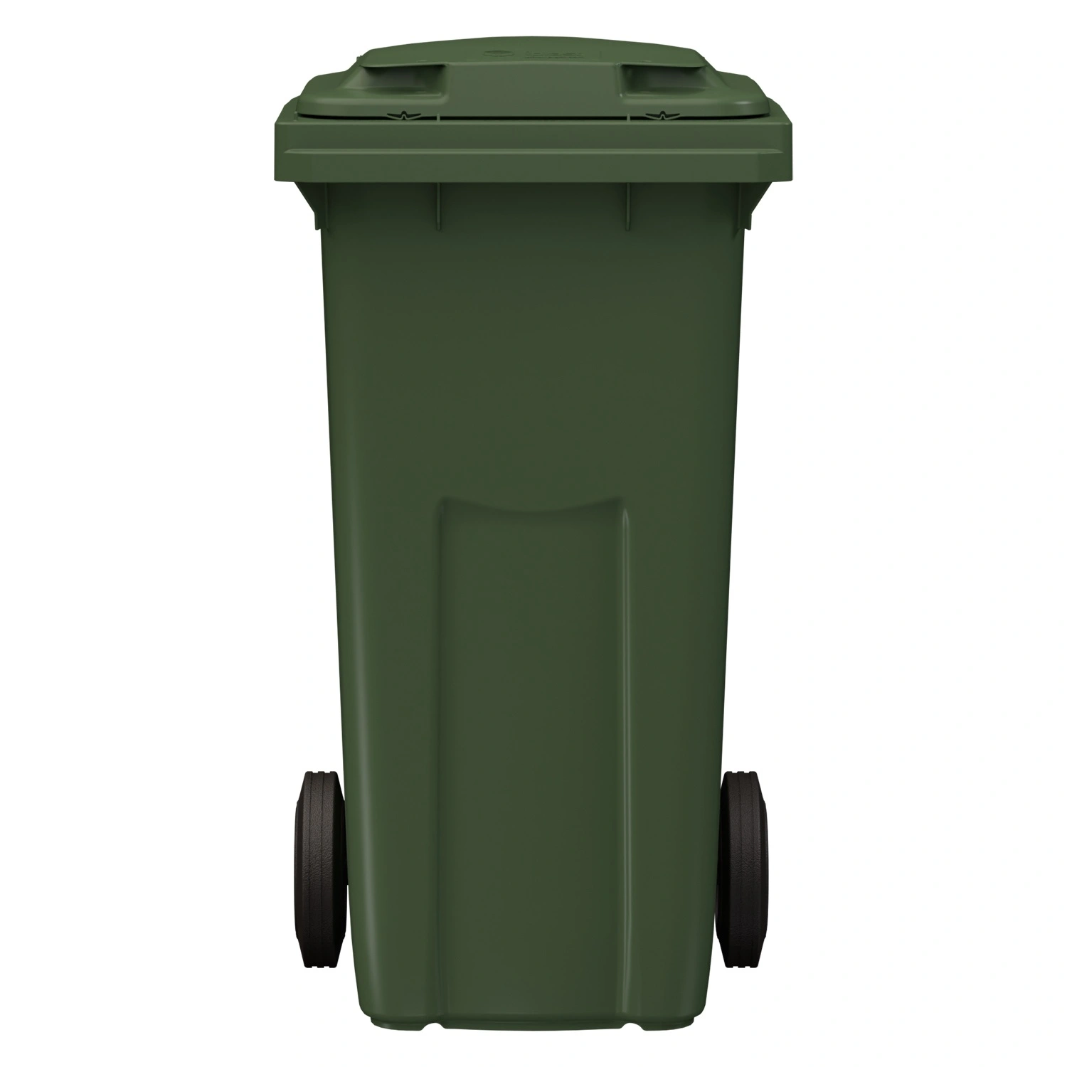Мусорный контейнер 120 л iPlast зелёный 2-колёсный (д. 200 мм) с зелёной крышкой NEW (20.805)