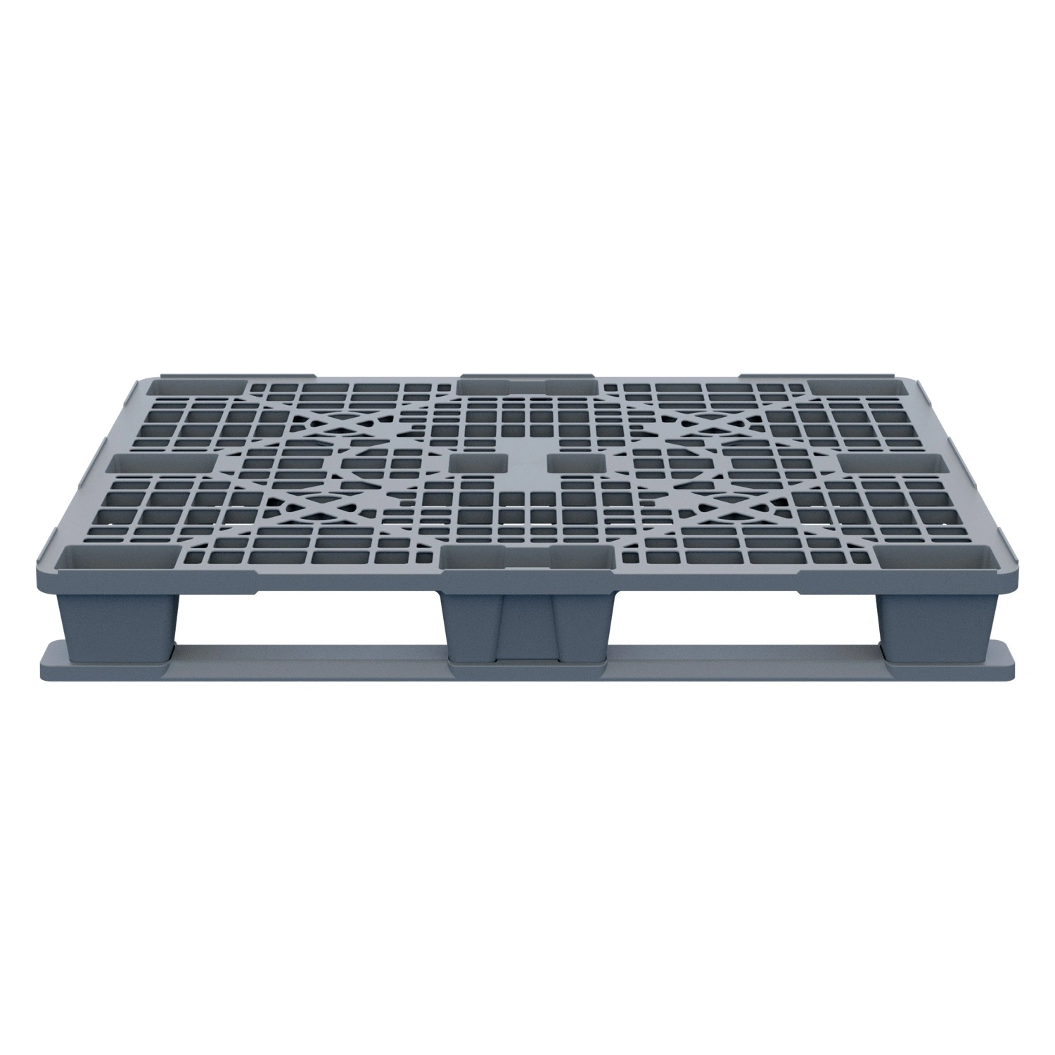 Пластиковый паллет 1200х800х150 мм iPlast серый усиленный перфорированный на 2 полозьях с бортиком
