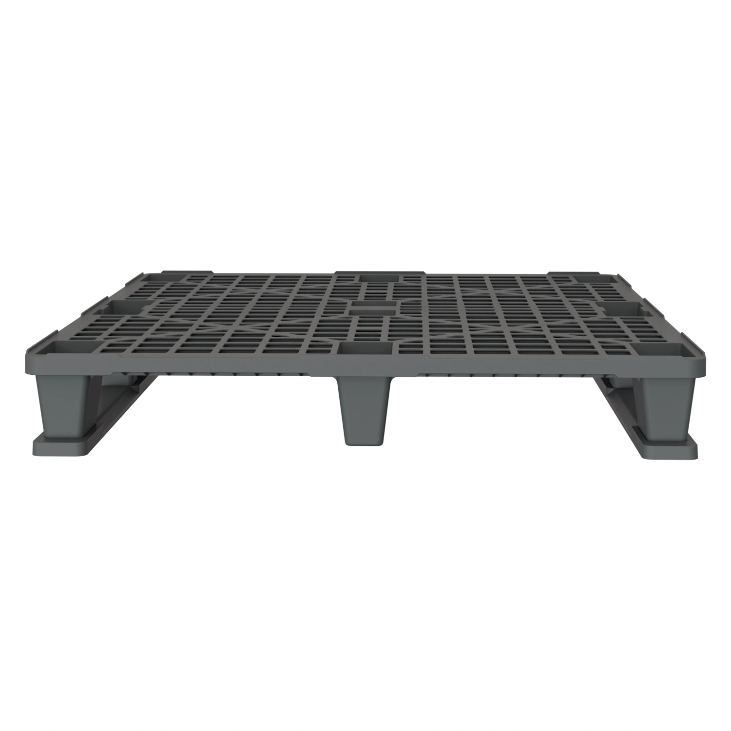 Пластиковый паллет 1200x1000x145 мм iPlast серый перфорированный на 2 полозьях с бортиком