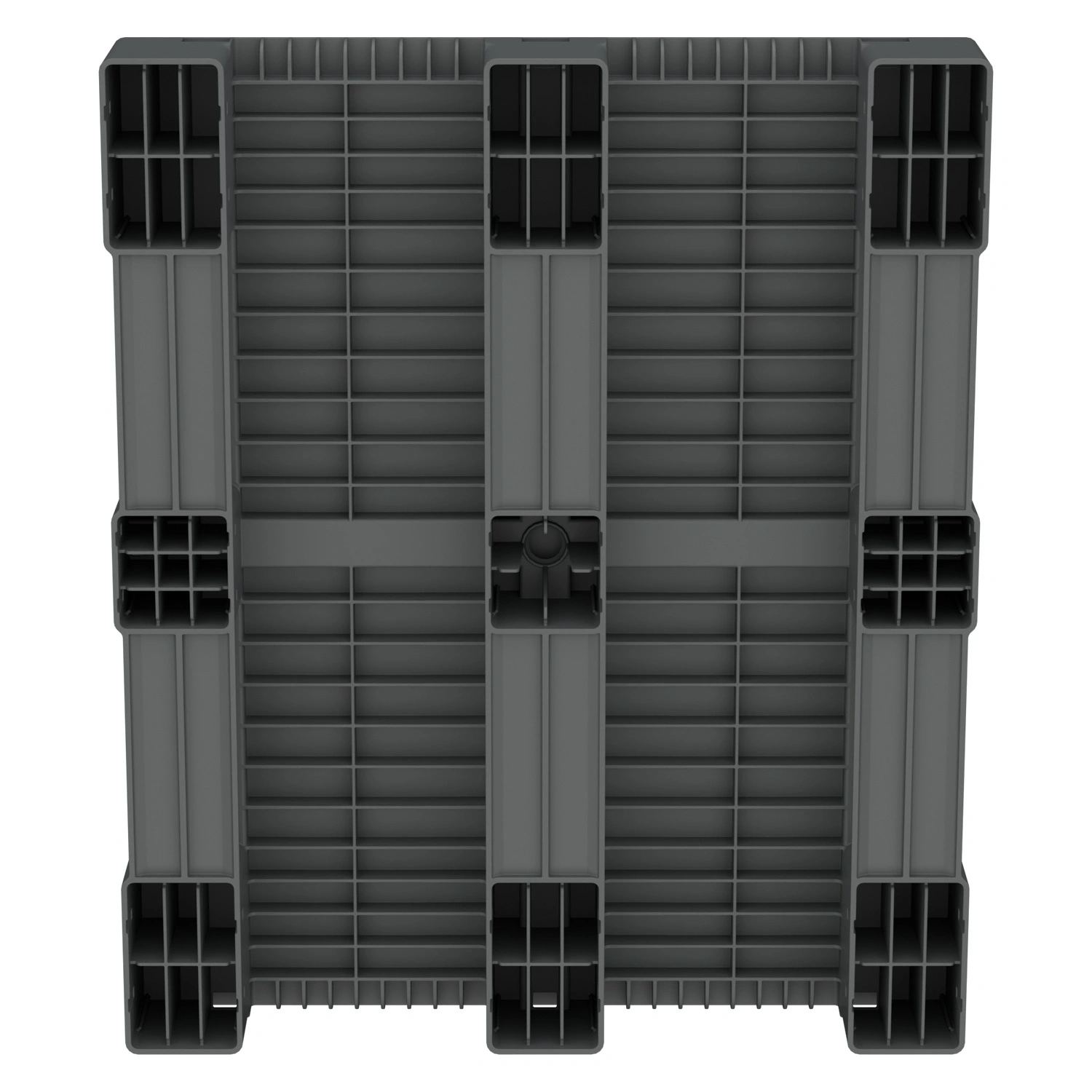 Пластиковый паллет 1200х1000х150 мм iPlast серый сплошной на 3 полозьях без бортика