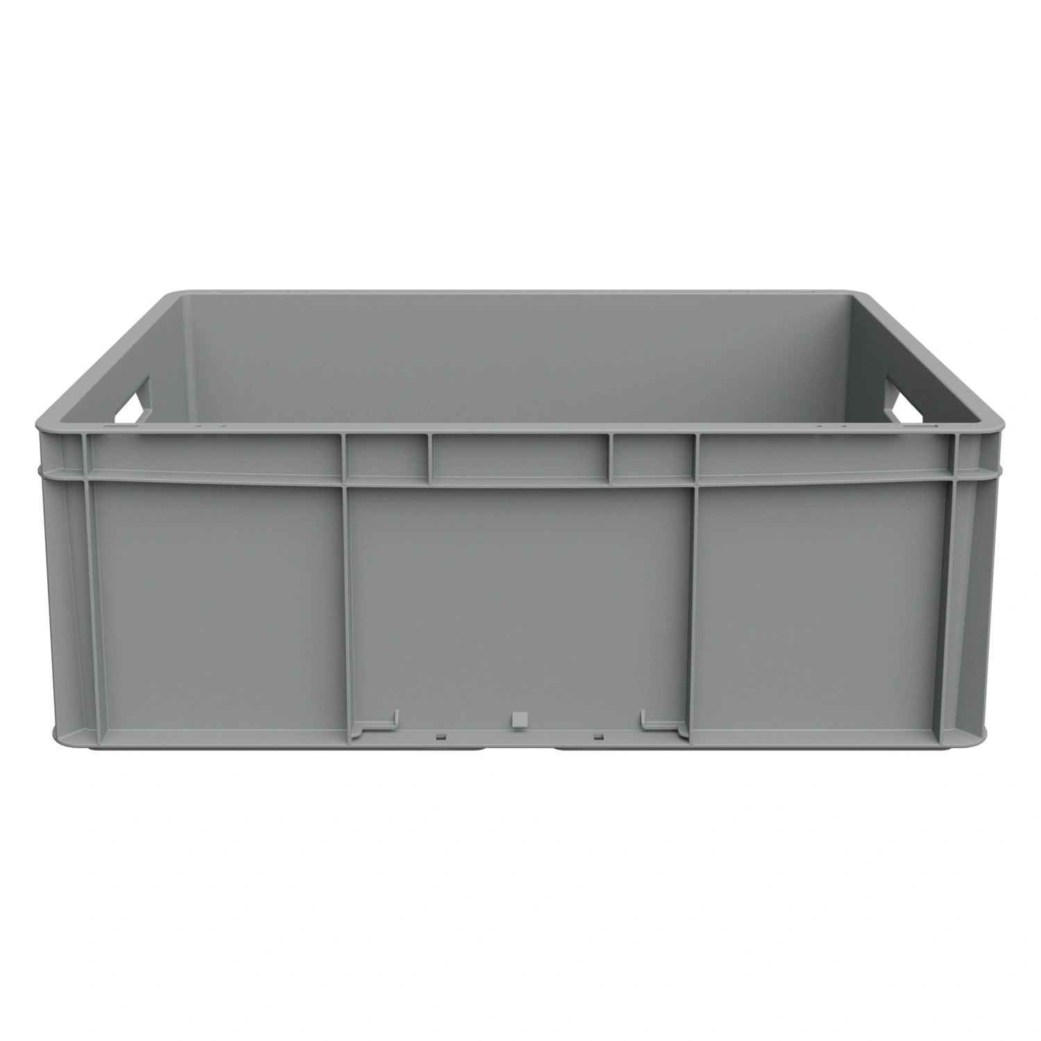 Евроконтейнер ЕС-6422.3 600х400х220 мм iPlast светло-серый с усиленным дном, открытыми ручками
