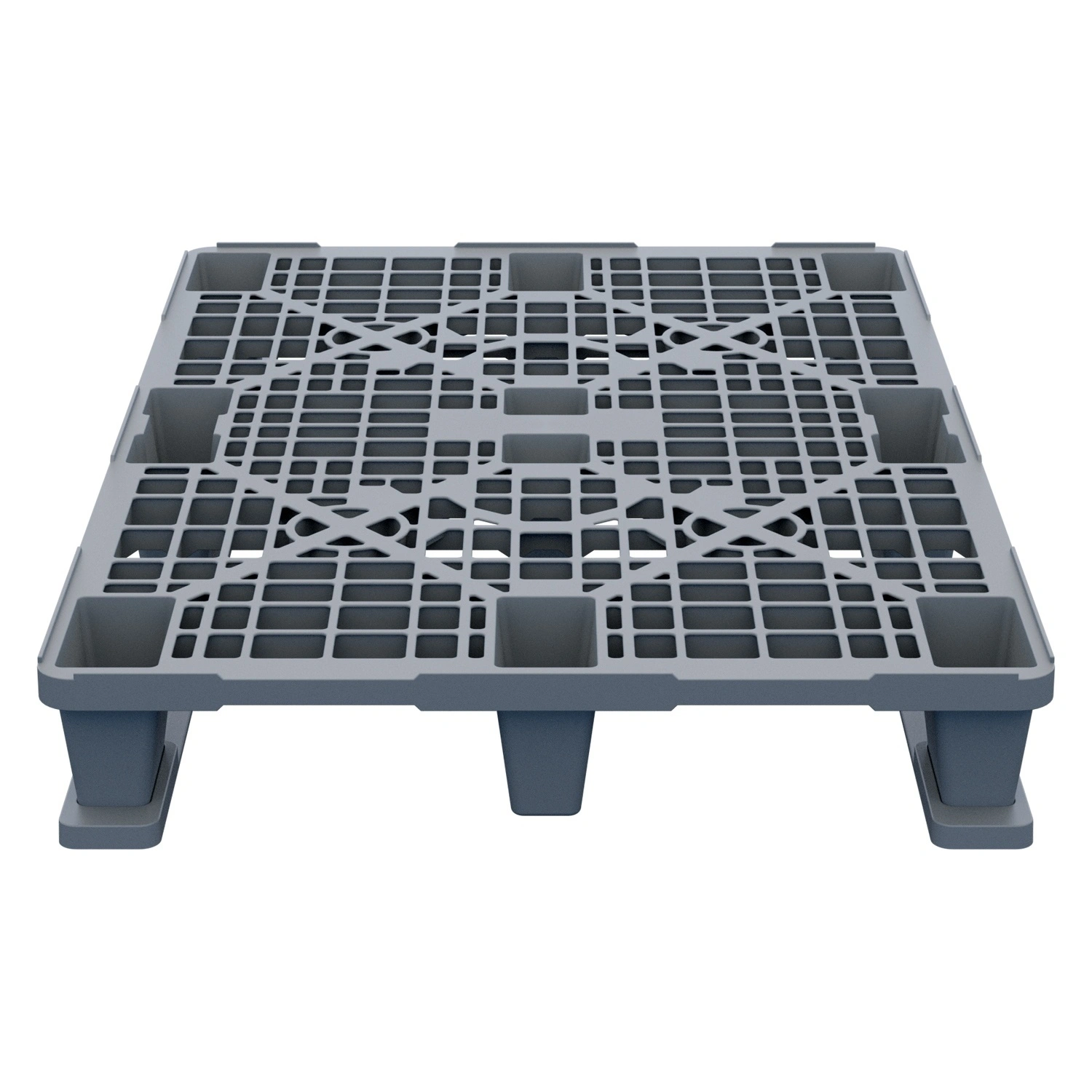 Пластиковый паллет 1200х800х150 мм iPlast серый усиленный перфорированный на 2 полозьях с бортиком