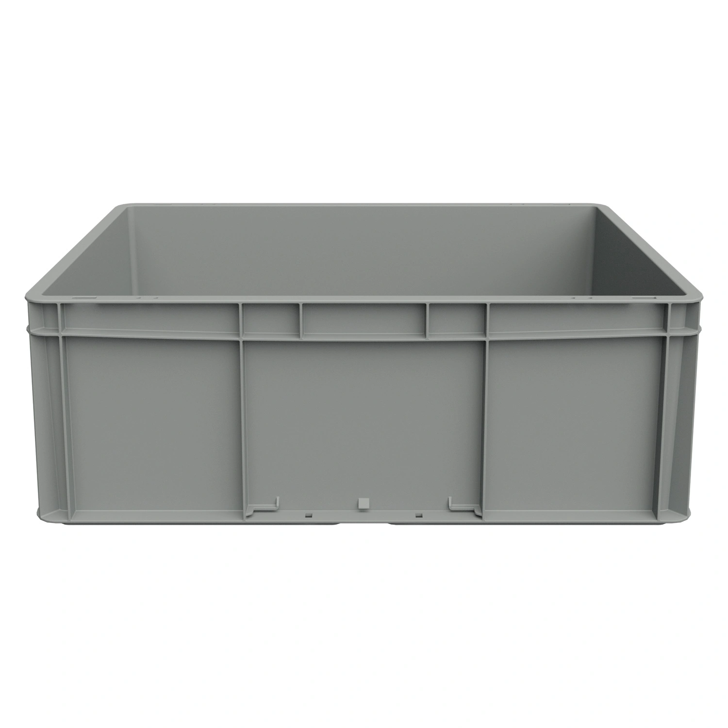Евроконтейнер ЕС-6422.4 600х400х220 мм iPlast светло-серый с усиленным дном, закрытыми ручками