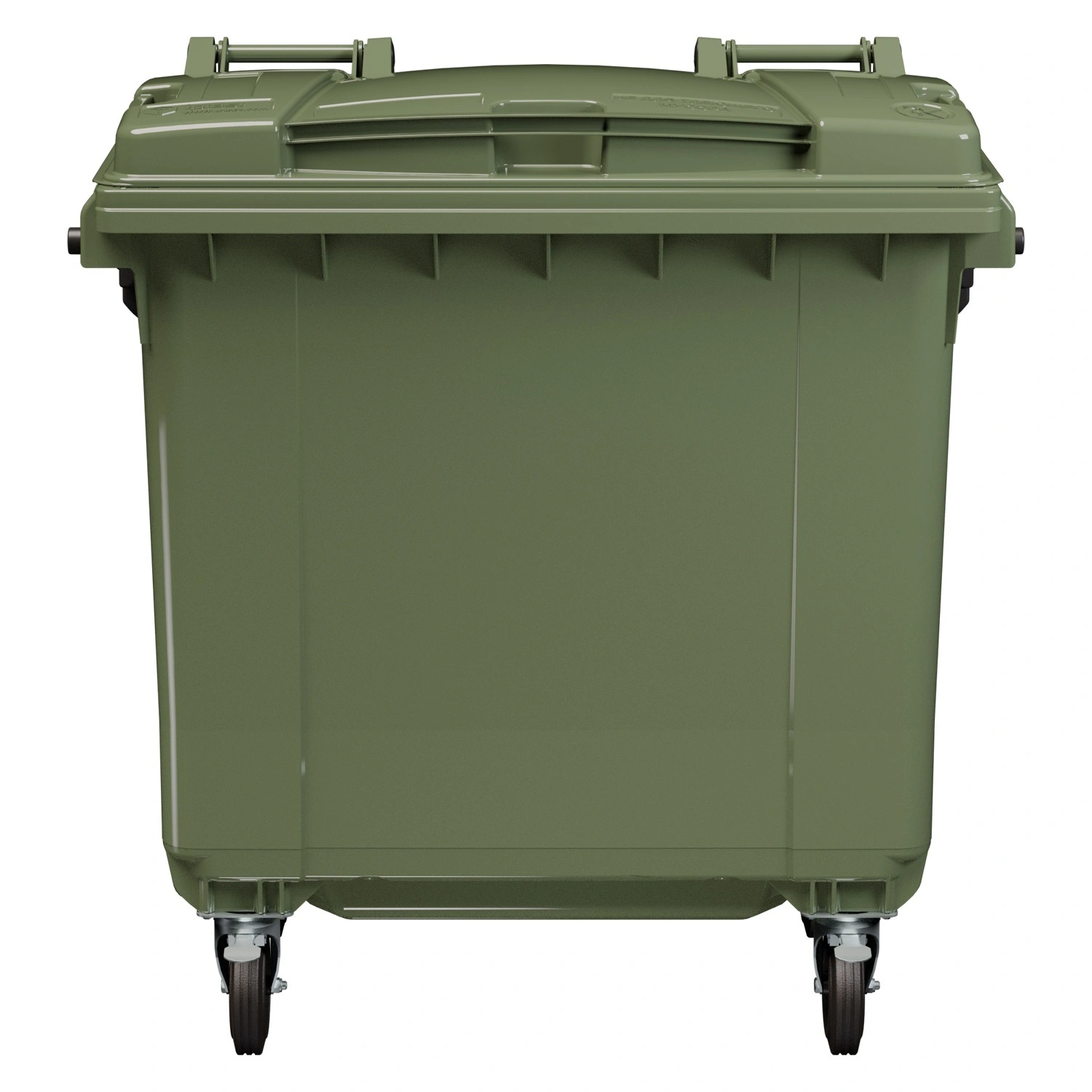 Мусорный контейнер 770 л iPlast зелёный 4-х колёсный с зелёной крышкой