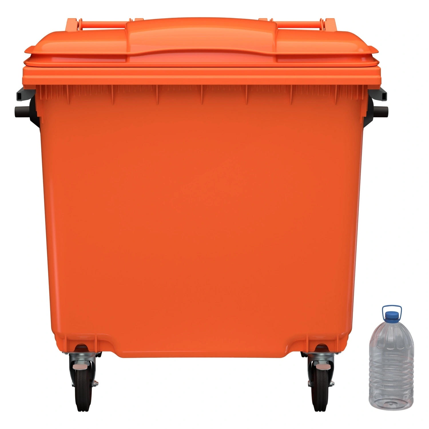 Мусорный контейнер 1100 л iPlast оранжевый 4-колёсный с оранжевой крышкой без педали Мусорный контейнер 1100 л iPlast оранжевый 4-колёсный с оранжевой крышкой без педали