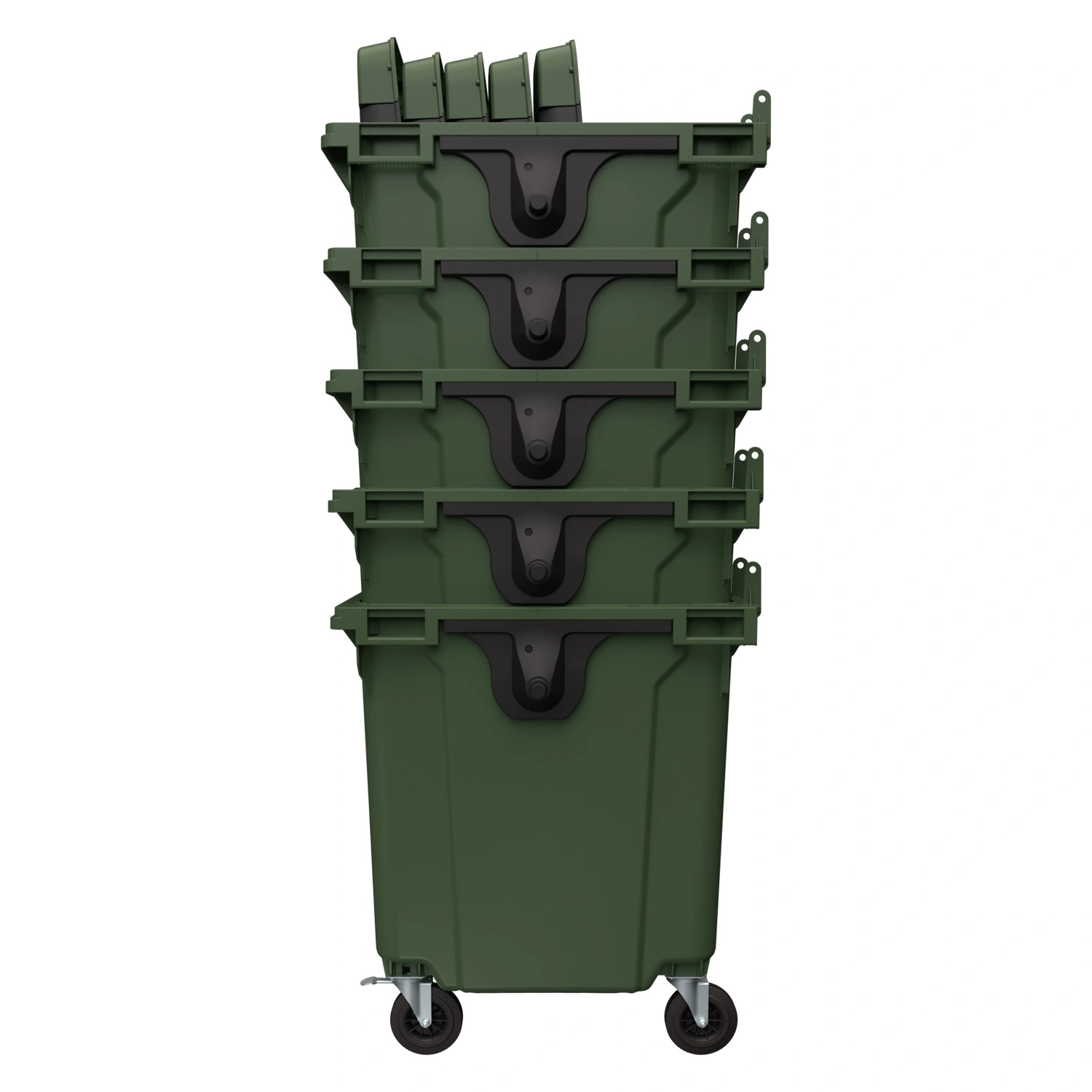 Мусорный контейнер 1100 л iPlast зелёный 4-х колёс. с зелёной крышкой и тёмно-серой крышкой TwinLid N2 (20.807.2)