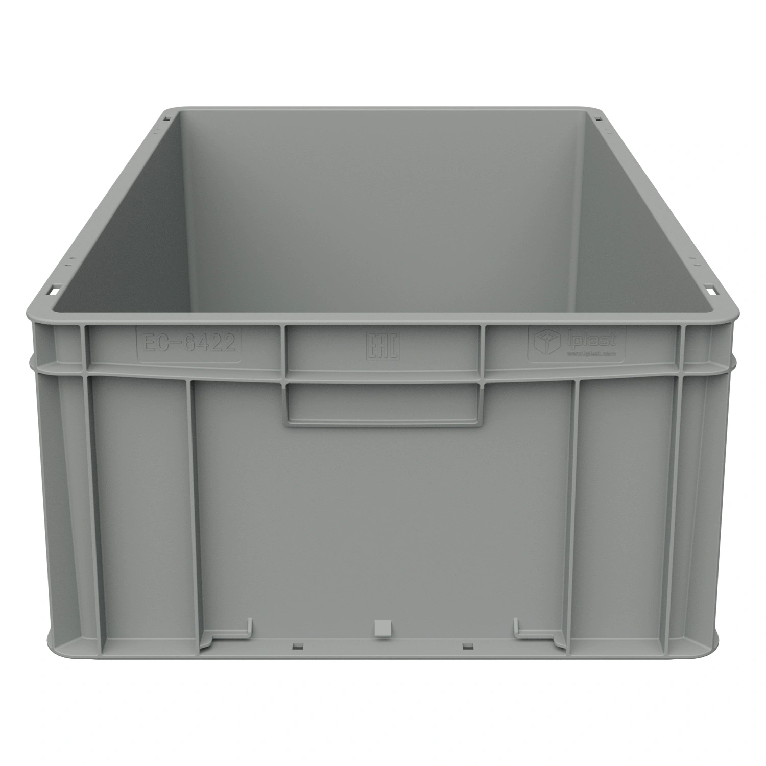 Евроконтейнер ЕС-6422.2 600х400х220 мм iPlast светло-серый со сплошным дном и закрытыми ручками