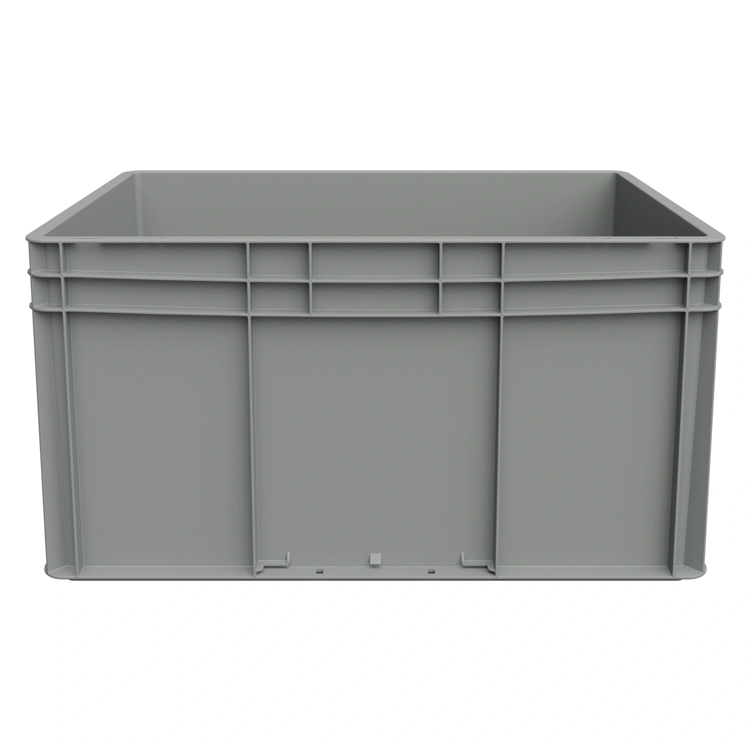 Евроконтейнер ЕС-6432.2 600х400х320 мм iPlast светло-серый со сплошным дном и закрытыми ручками