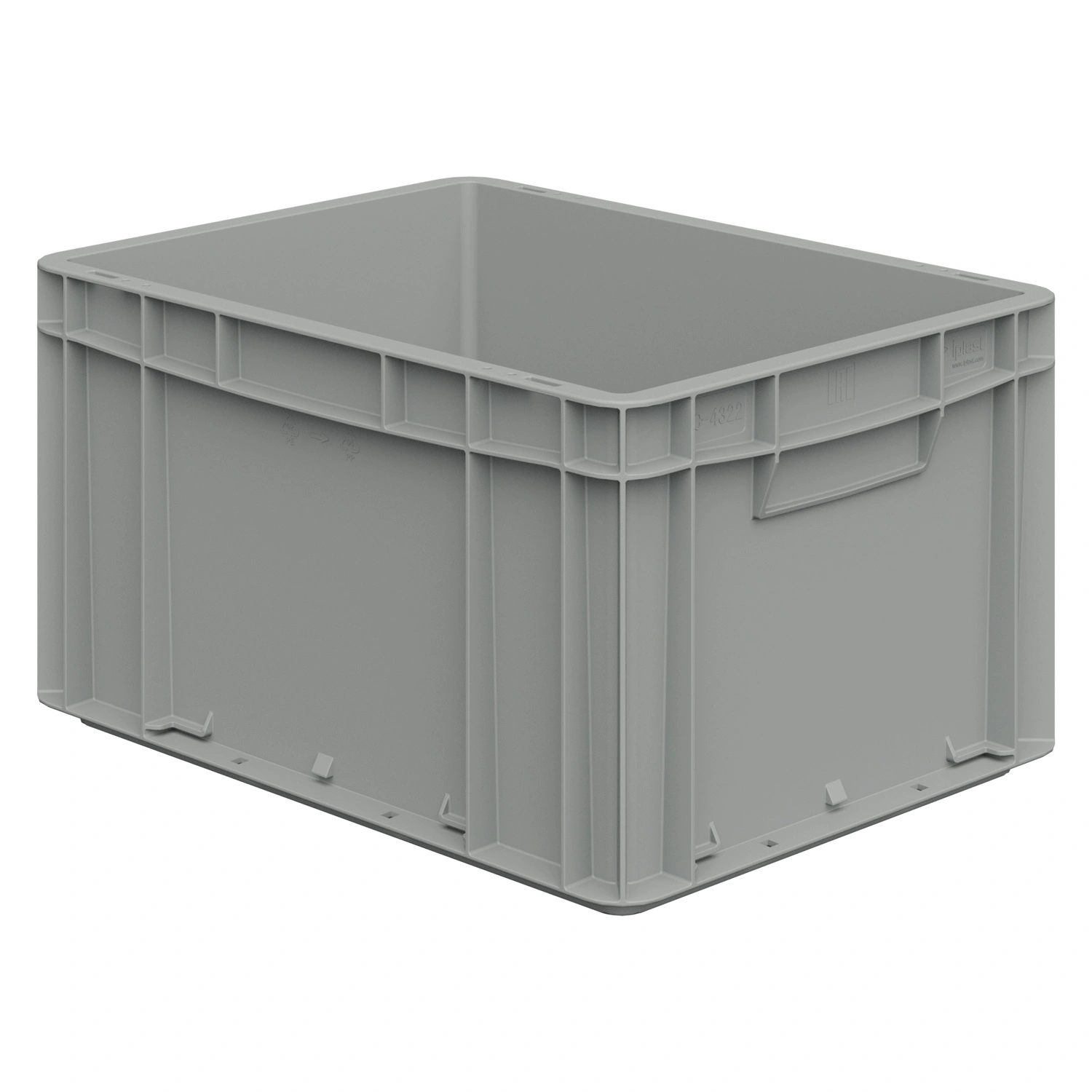 Евроконтейнер ЕС-4322.2 400х300х220 мм iPlast светло-серый со сплошным дном, закрытыми ручками