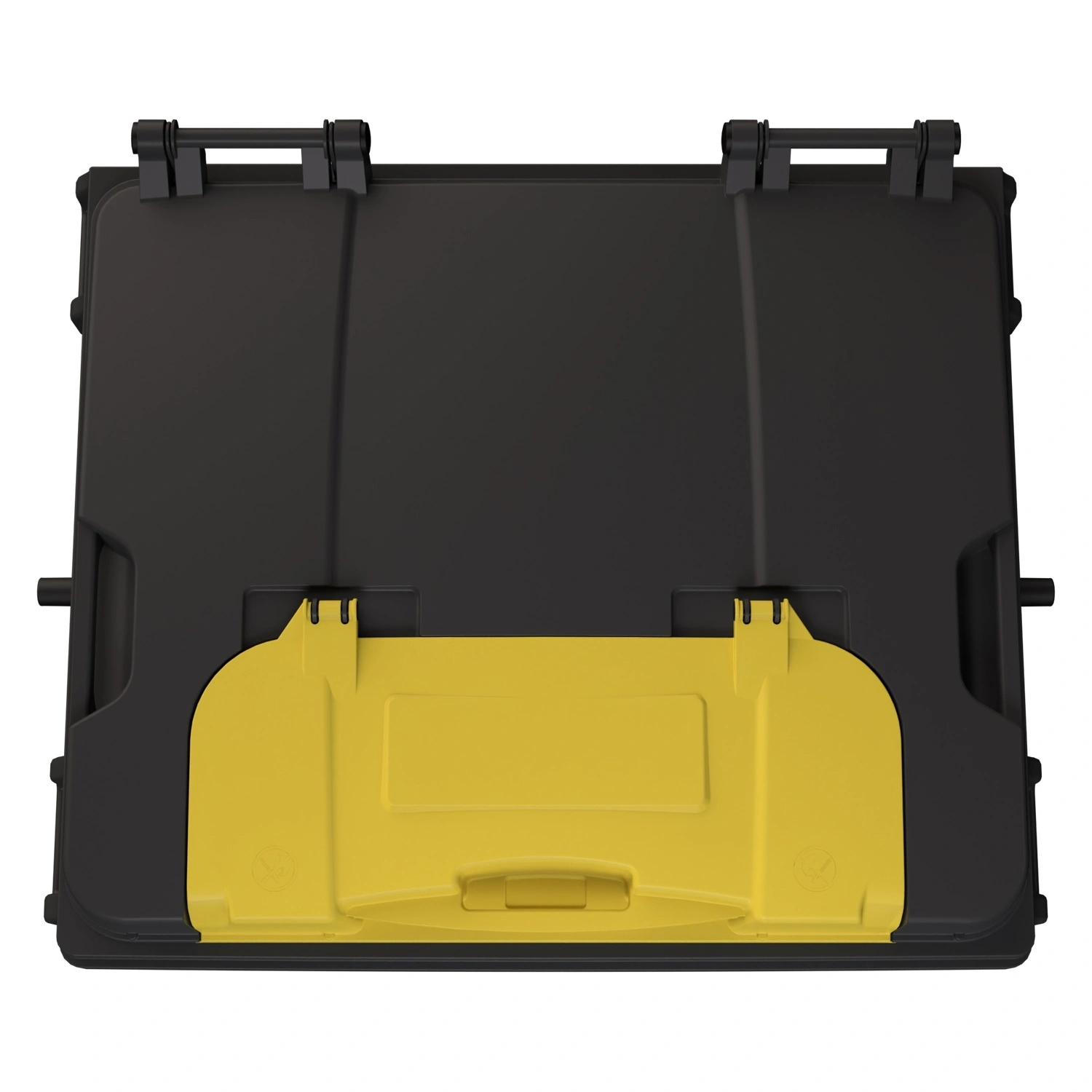 Мусорный контейнер 1100 л iPlast тёмно-серый 4-колёсный с жёлтой крышкой TwinLid