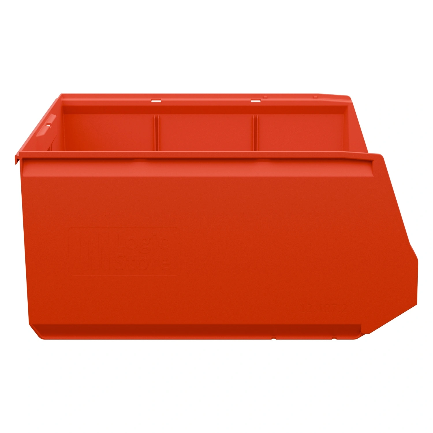 Складской лоток Logic Store 500х300х250 мм iPlast красный с отверстиями для перегородок и наклейкой сбоку