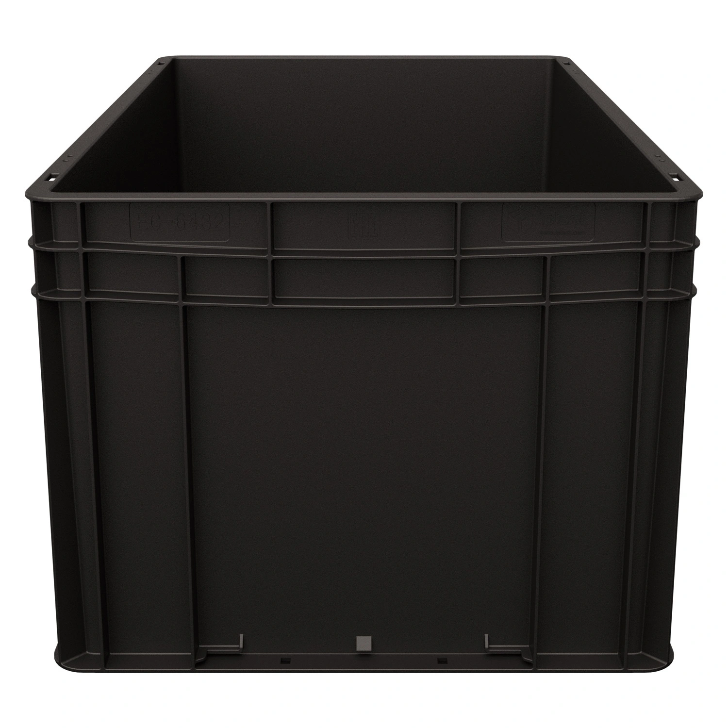 Евроконтейнер ЕС-6432.2 600х400х320 мм iPlast чёрный ЭКО со сплошным дном, закрытыми ручками