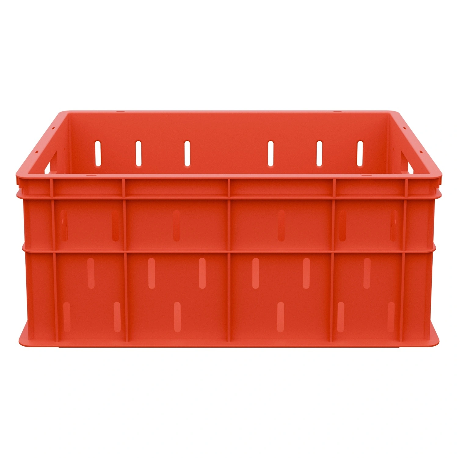 Пищевой ящик универсальный 600х400х259 мм iPlast красный ЭКО с перфорированными стенками и сплошным дном