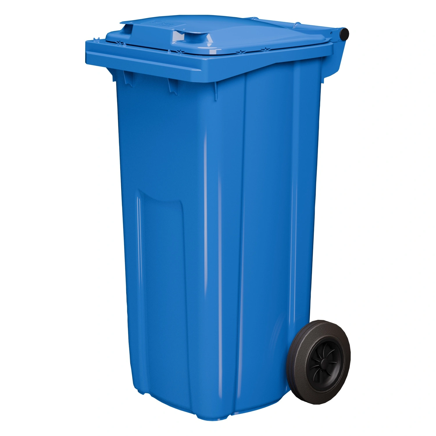 Мусорный контейнер 120 л iPlast синий 2-колёсный (д. 200 мм) с синей крышкой