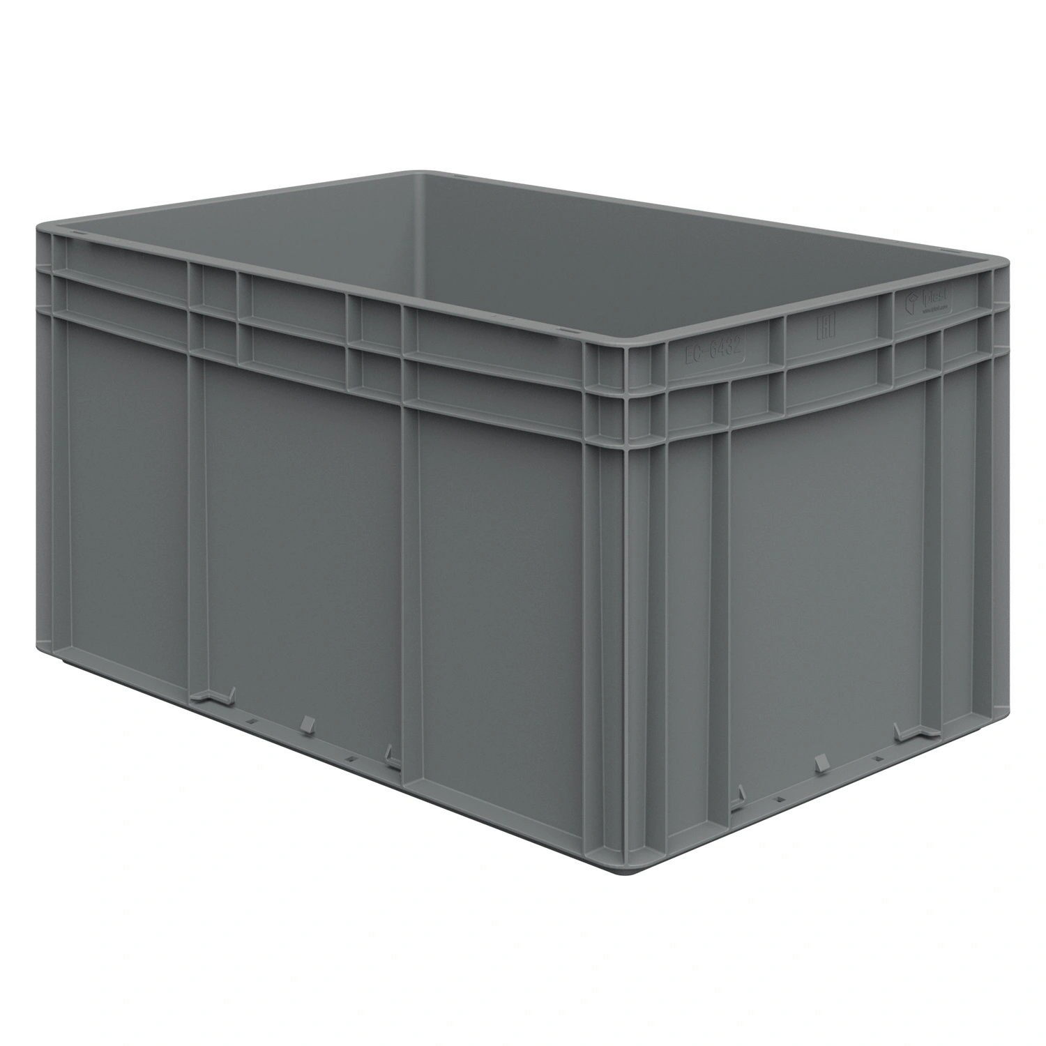 Евроконтейнер ЕС-6432.2 600х400х320 мм iPlast серый со сплошным дном и закрытыми ручками