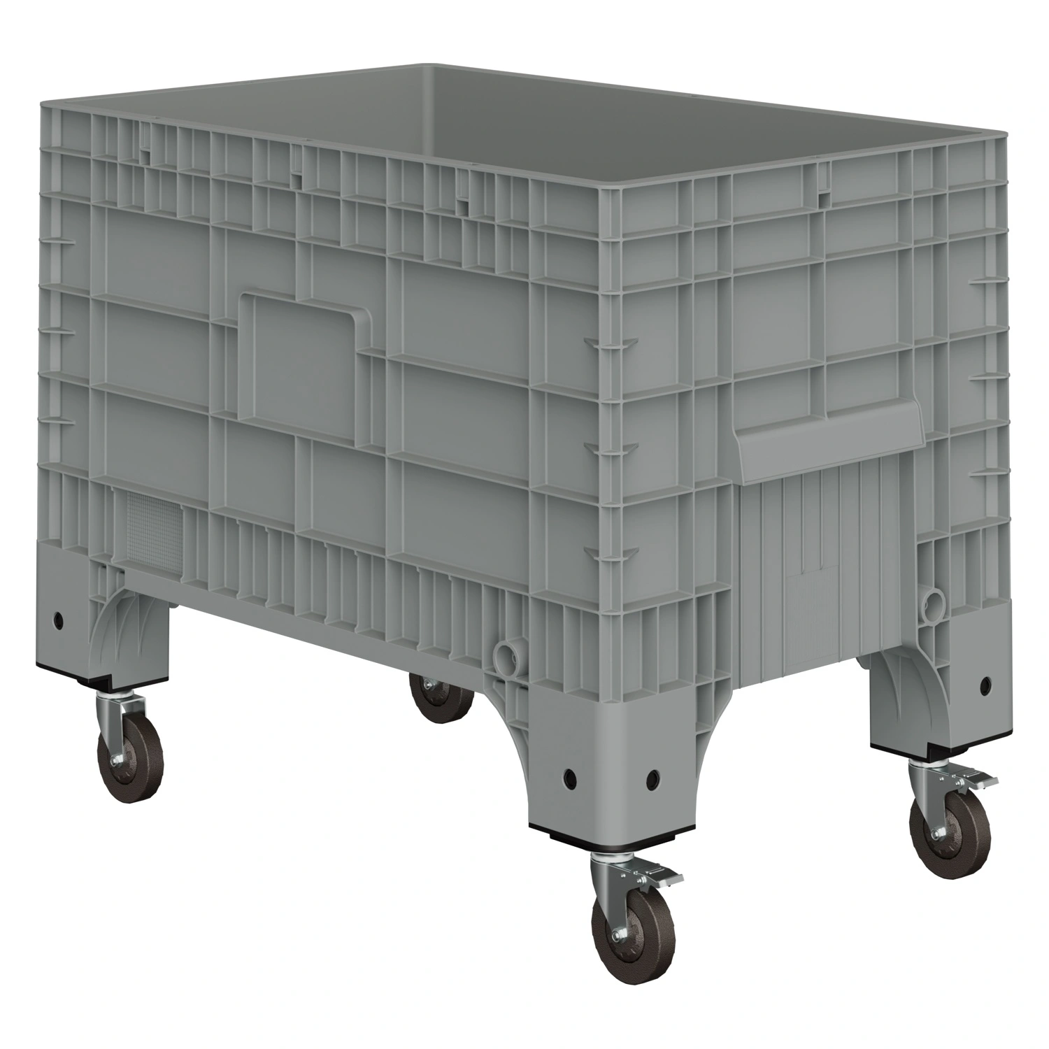 Большой контейнер 1020x640x810 мм iPlast iBOX светло-серый со сплошными стенками и дном, на колёсах