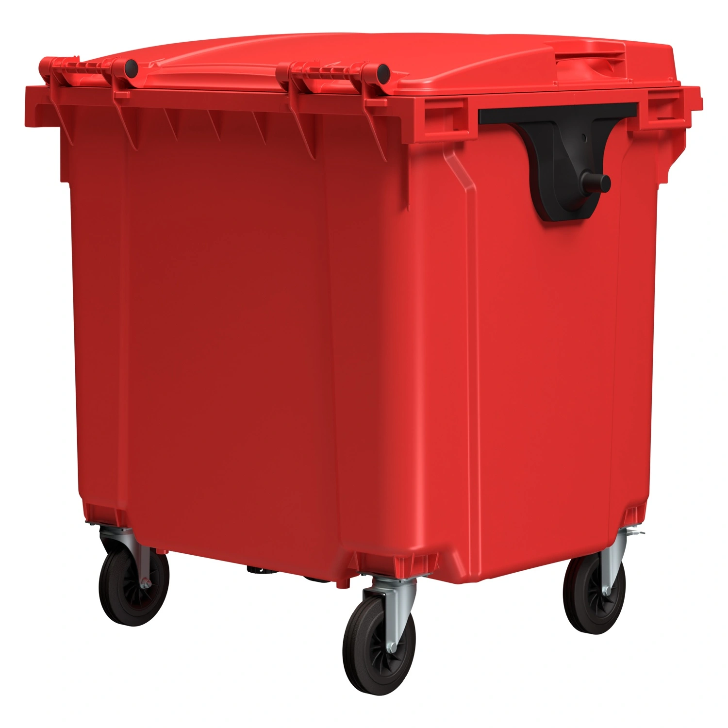 Мусорный контейнер 1100 л iPlast красный 4-колёсный с красной крышкой N1 (20.807.1)