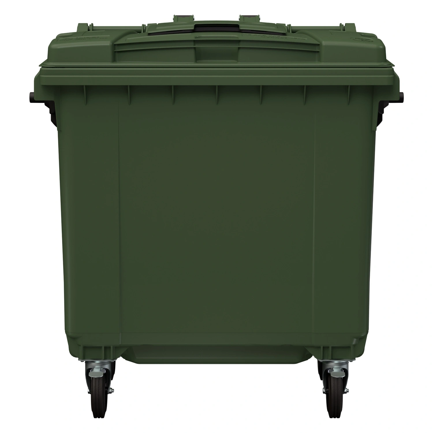 Мусорный контейнер 770 л iPlast зелёный 4-колёсный с зелёной крышкой и мини-крышкой