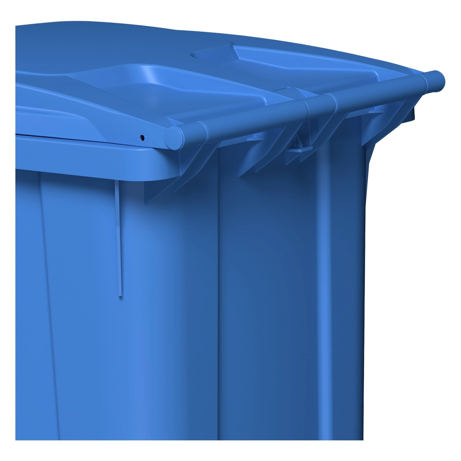 Мусорный контейнер 360 л iPlast тёмно-голубой 2-колёсный (д. 300 мм) с тёмно-голубой крышкой