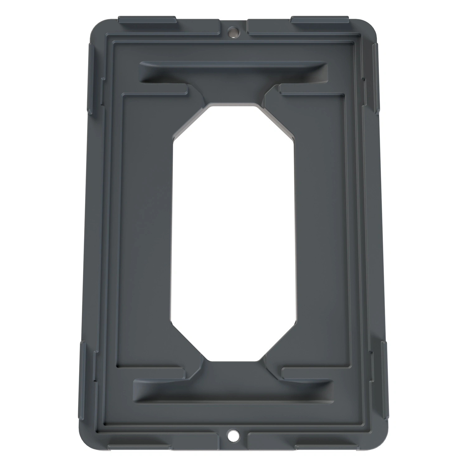 Складская тележка 620х420х185 мм iPlast серая 4-колёсная (2 колеса с тормозом) с отверст. и 2 трубами усил.