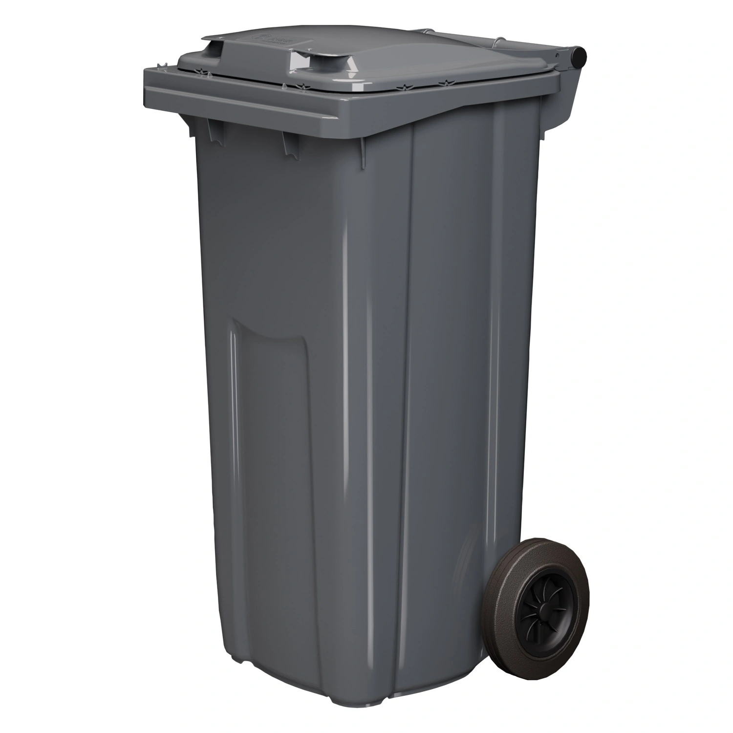 Мусорный контейнер 120 л iPlast тёмно-серый ЭКО 2-х колёсный с тёмно-серой крышкой